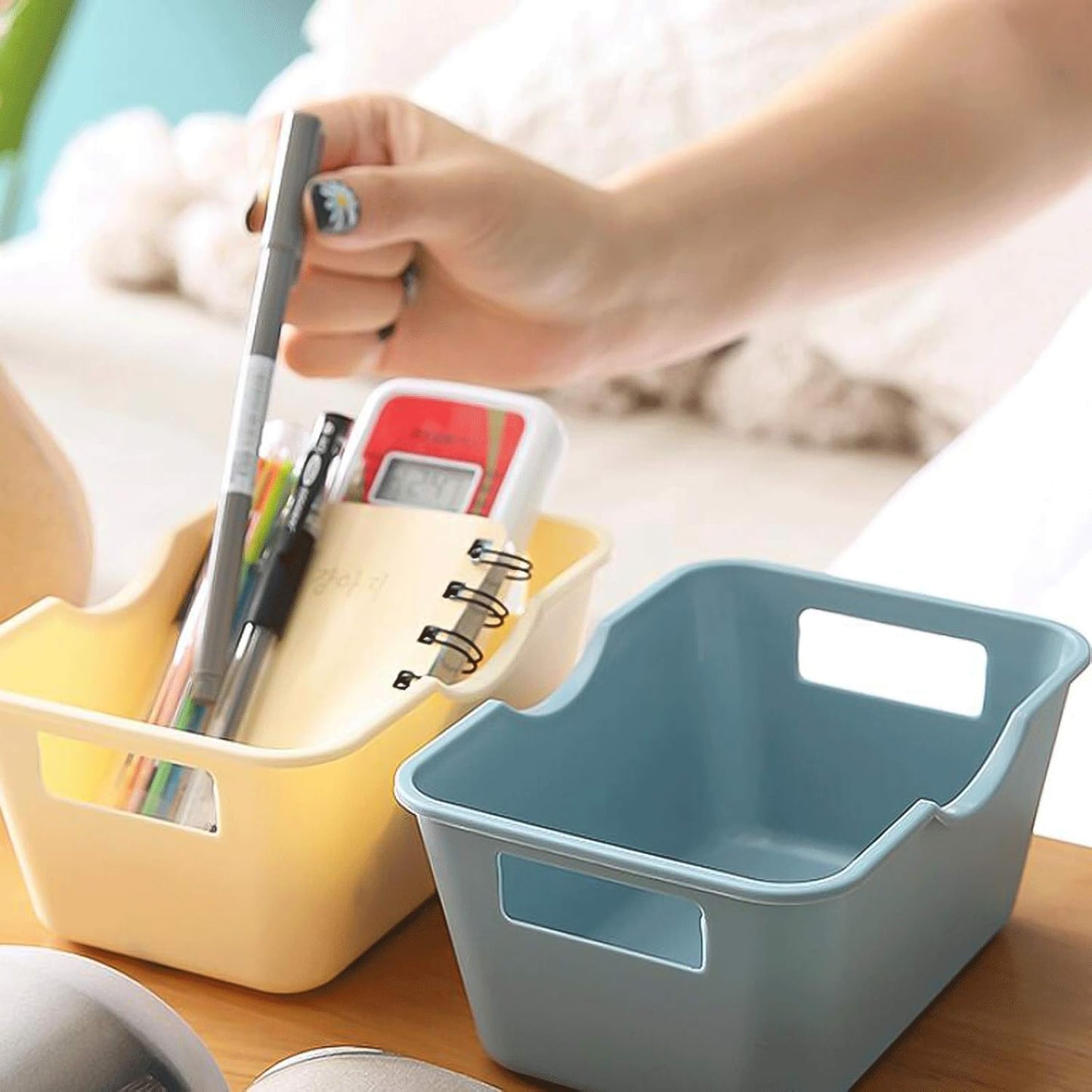 Set of 4 Plastic Storage Baskets with Handles - 15 x 10.5 cm Utility Organizers - Happy Price - Image 5