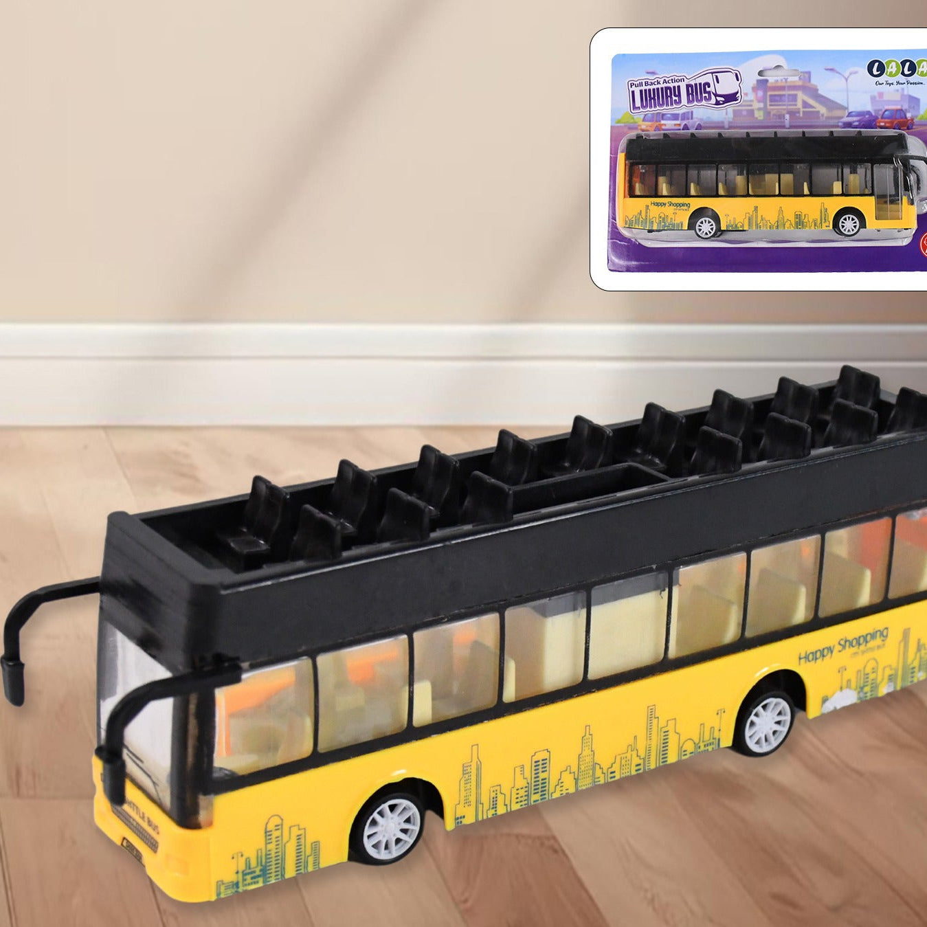 Die-cast Alloy London Double Decker Bus Toy with Pull-Back Action & Lights - Happy Price - Image 1