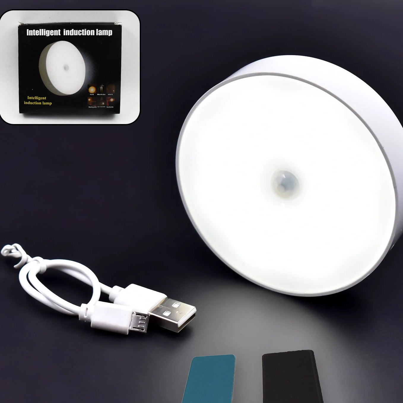 8 LED Motion Sensor Night Lights with USB Charging & Adhesive Pads (1 Pc) - Happy Price - Image 1