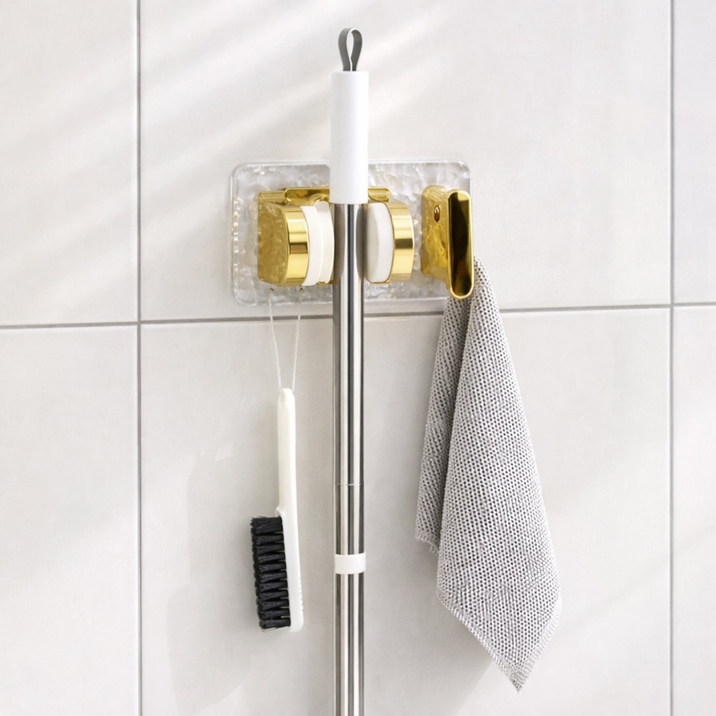 Wall Mounted Broom and Mop Holder with Strong Grip Clips - 1 Pc - Happy Price - Image 6