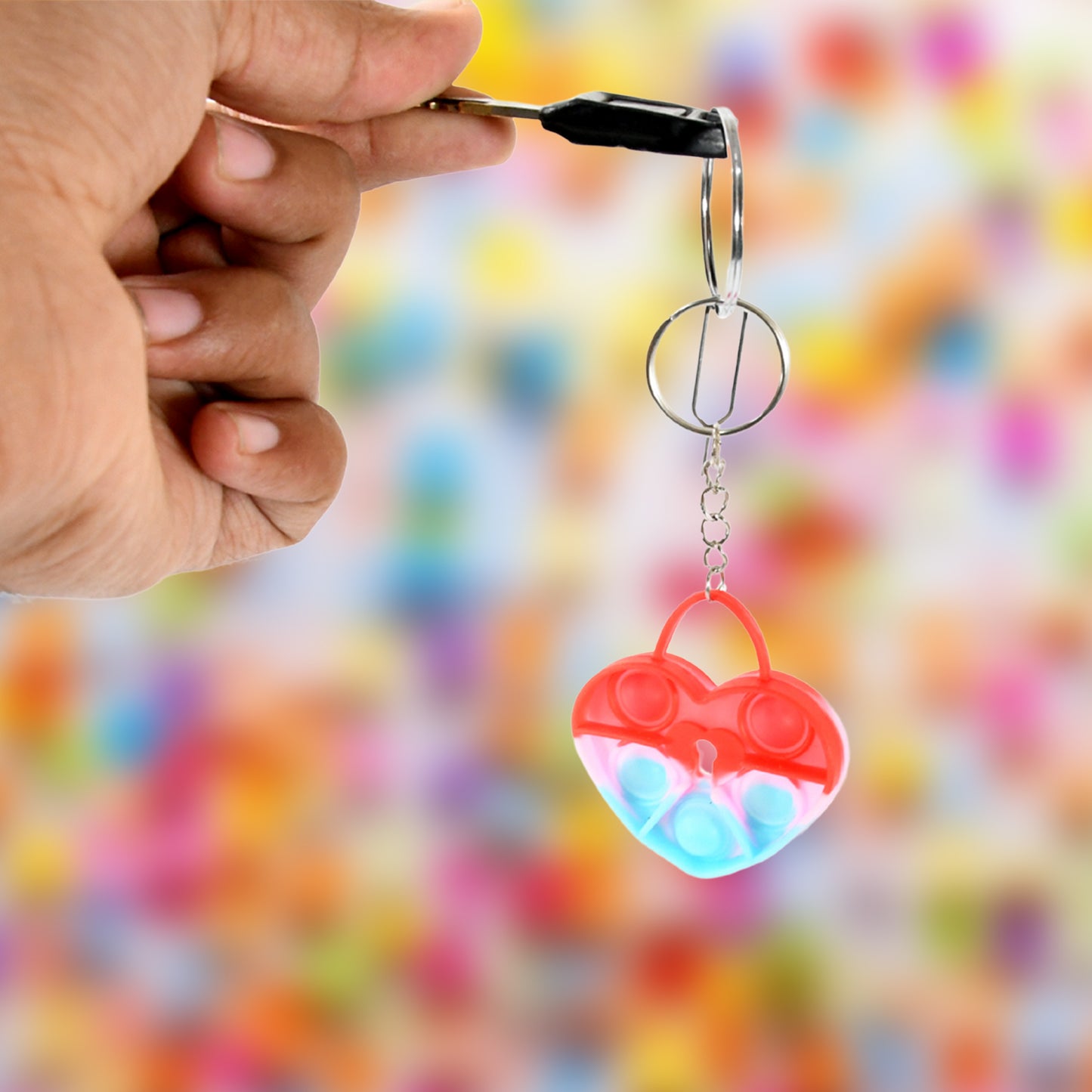 Compact Silicone Pop It Keychain Toy - Birthday Return Gift Of Kids - Portable Bubble Popping Fun Stress Relief Fidget Toy (Mix Design  1 Pc) - Happy Price - Image 5