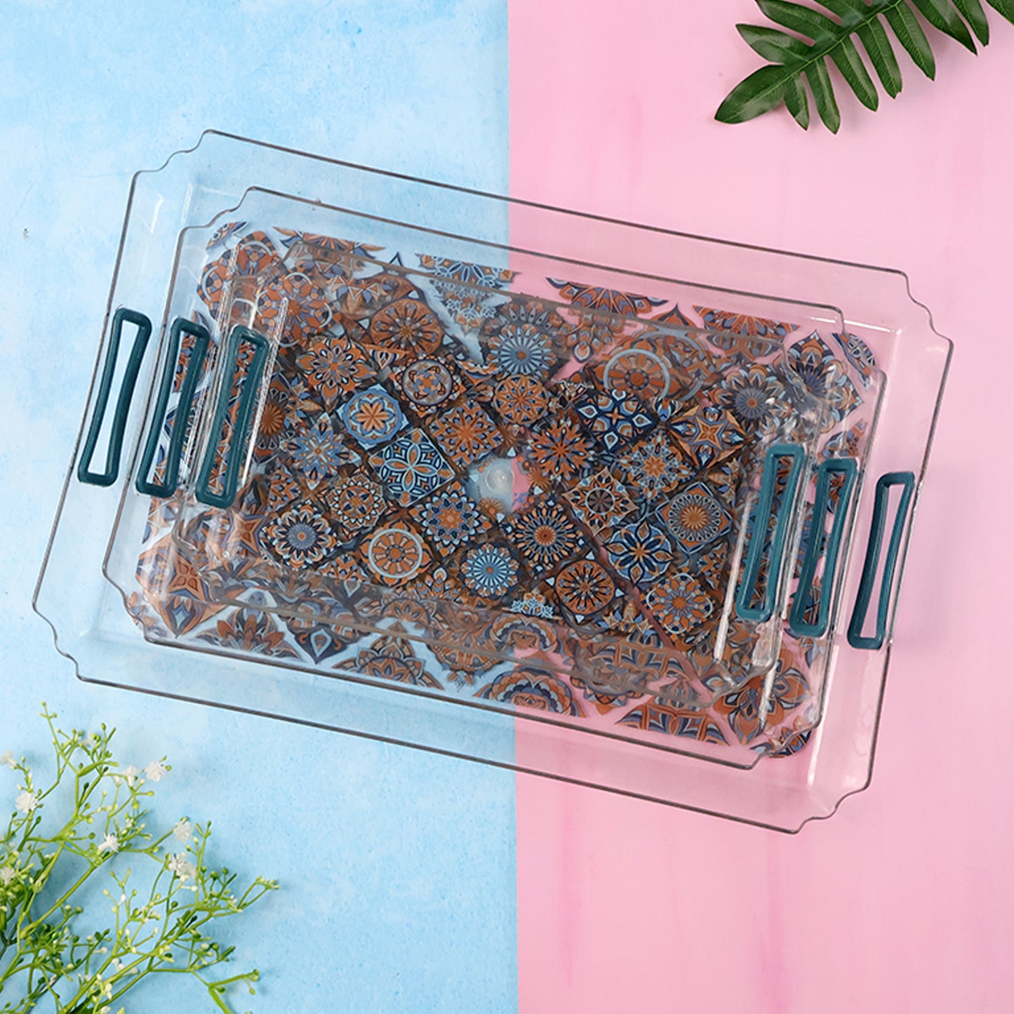 3 Piece Nesting Serving Tray Set with Handles - Happy Price - Image 3