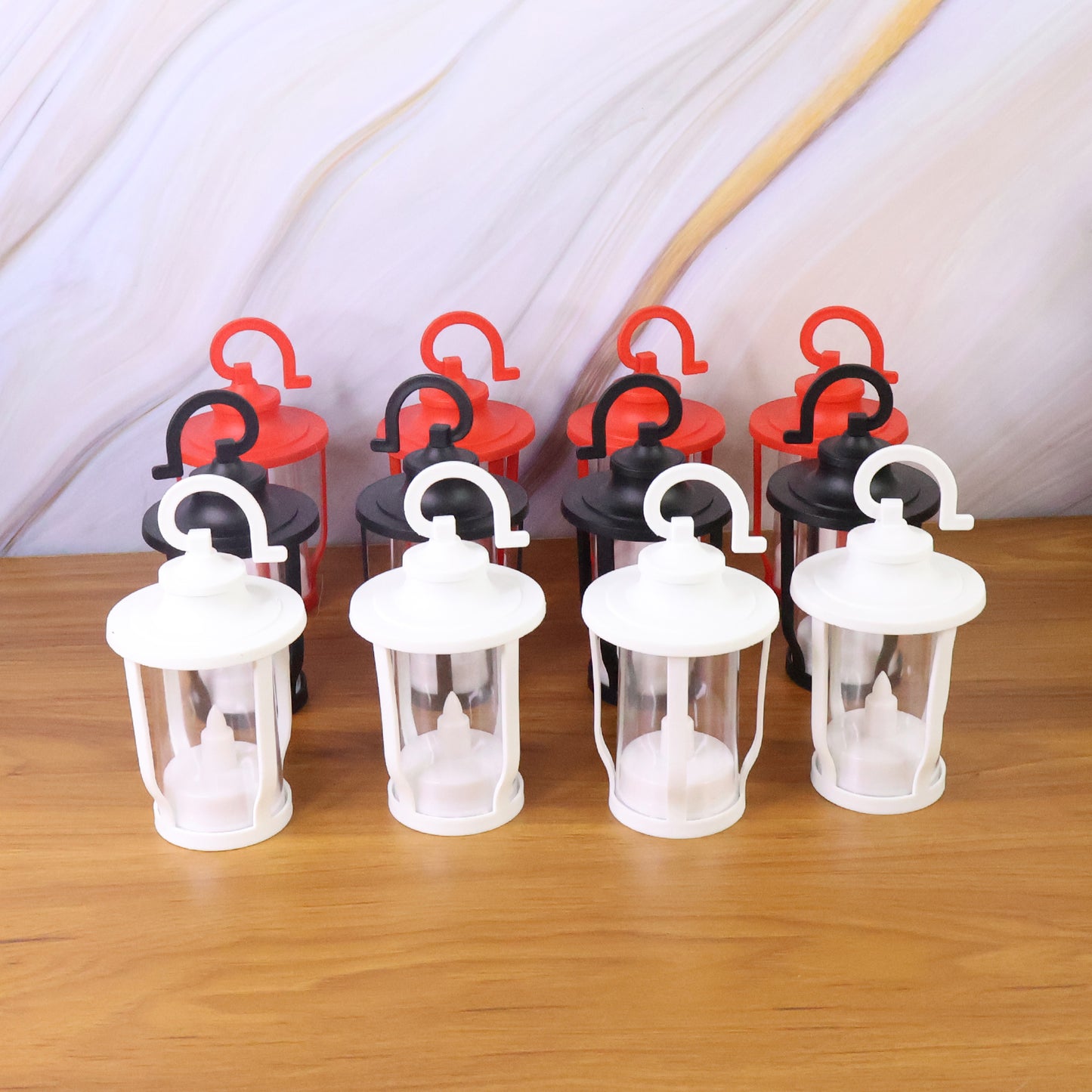 Set of 12 LED Lantern Flameless Candles with Hook - Warm Flickering Light - Happy Price - Image 4
