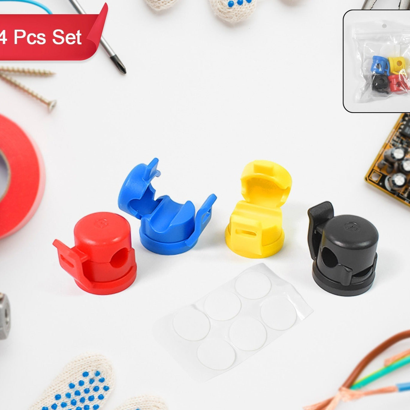 Cable Holder Adhesive Cable Organizer For Cable Management (4 Pcs Set) - Happy Price - Image 1