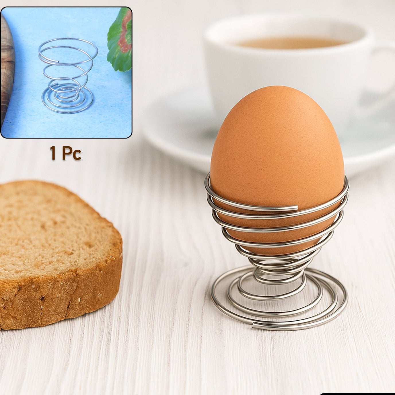 Stainless Steel Spiral Egg Holder Stand - 1 Piece for Breakfast - Happy Price - Image 1
