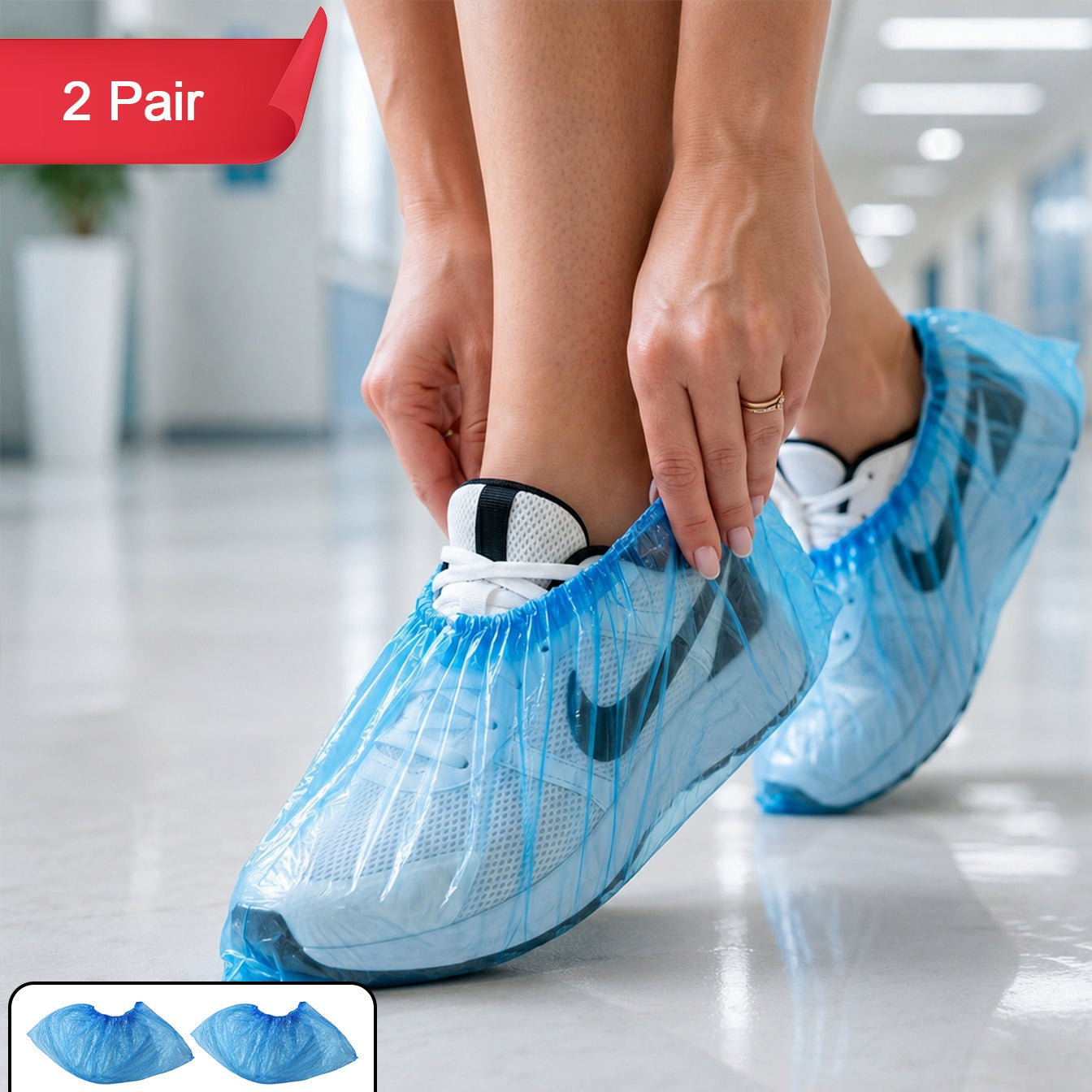 Disposable Plastic Shoe Covers - 2 Pair Set for Hygiene and Protection - Happy Price - Image 1