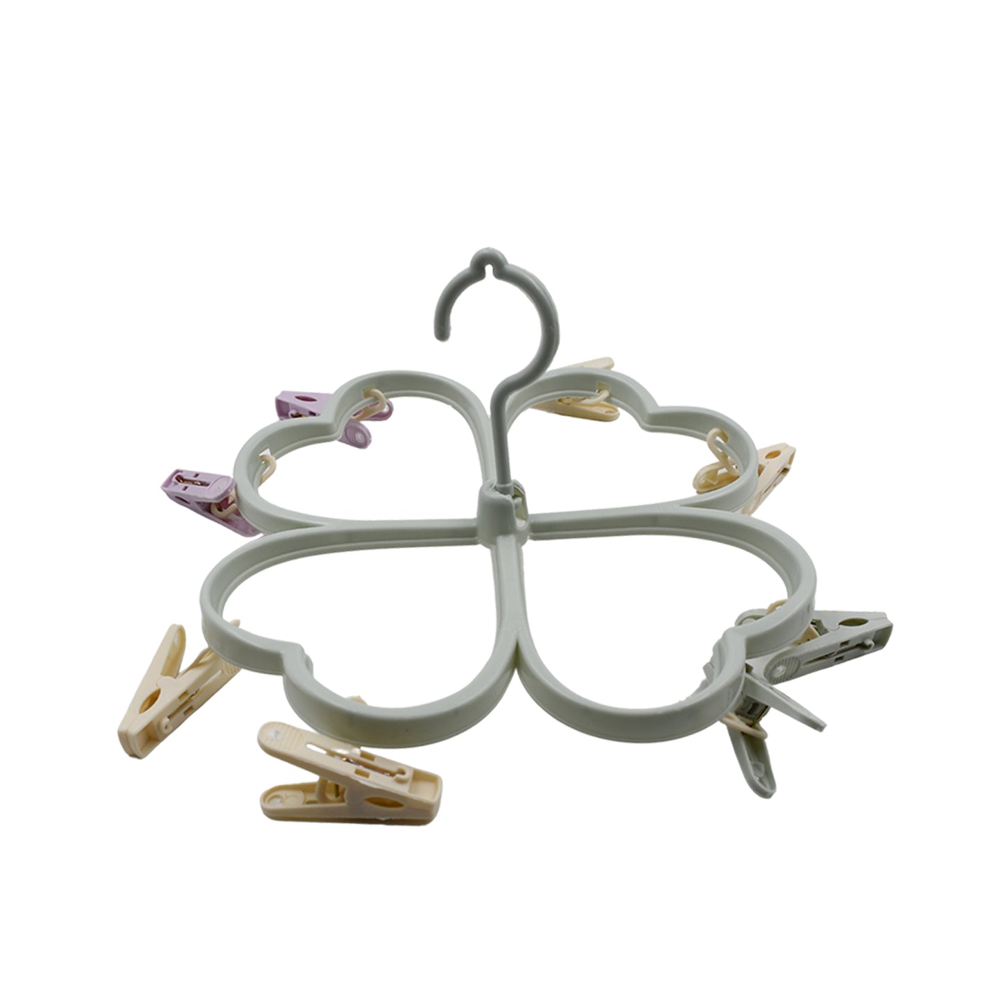 Heart Shape Clothe Spin Rack Laundry Drying Rack Clothes Hangers With 8 Clips Clip Hanger Drip Hanger For Drying Underwear Baby Clothes Socks Bras Towel Cloth Diapers Gloves - Happy Price - Image 4