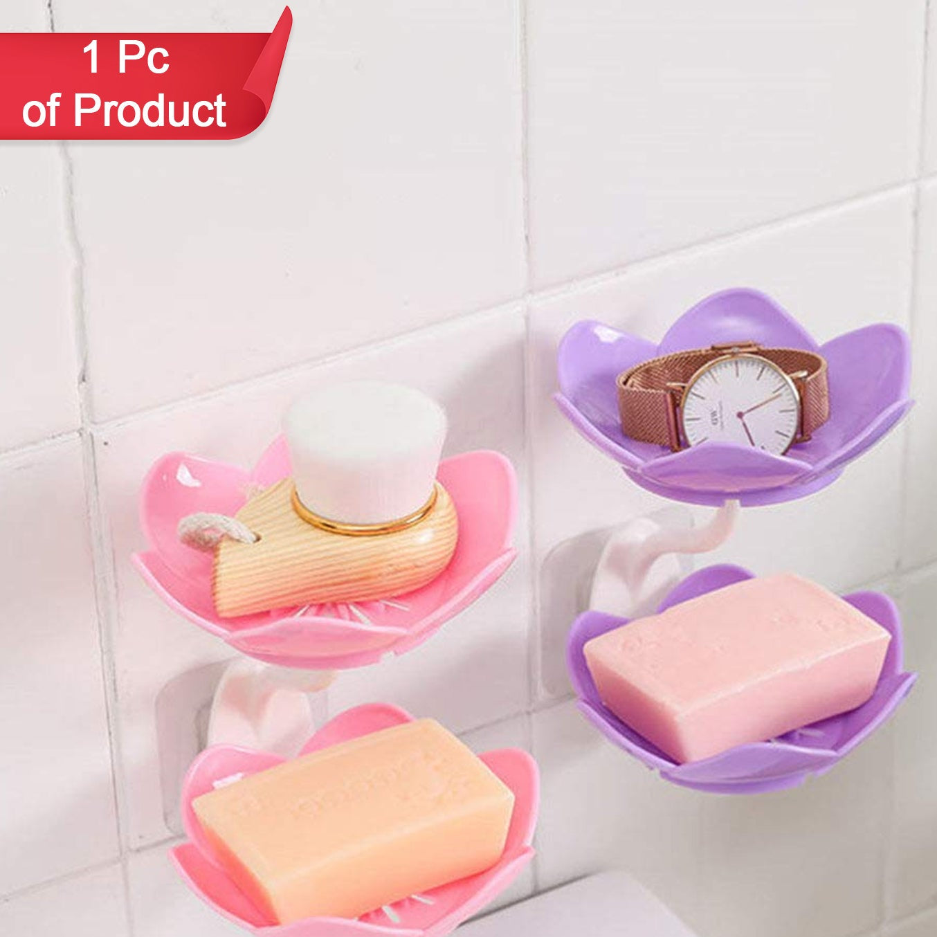 Dabble Layer Flower Self Draining Soap Dish Holder Bathroom Shower Soap Holder Dish Storage Plate Tray For Bathroom Kitchen Bathtub - Happy Price - Image 1