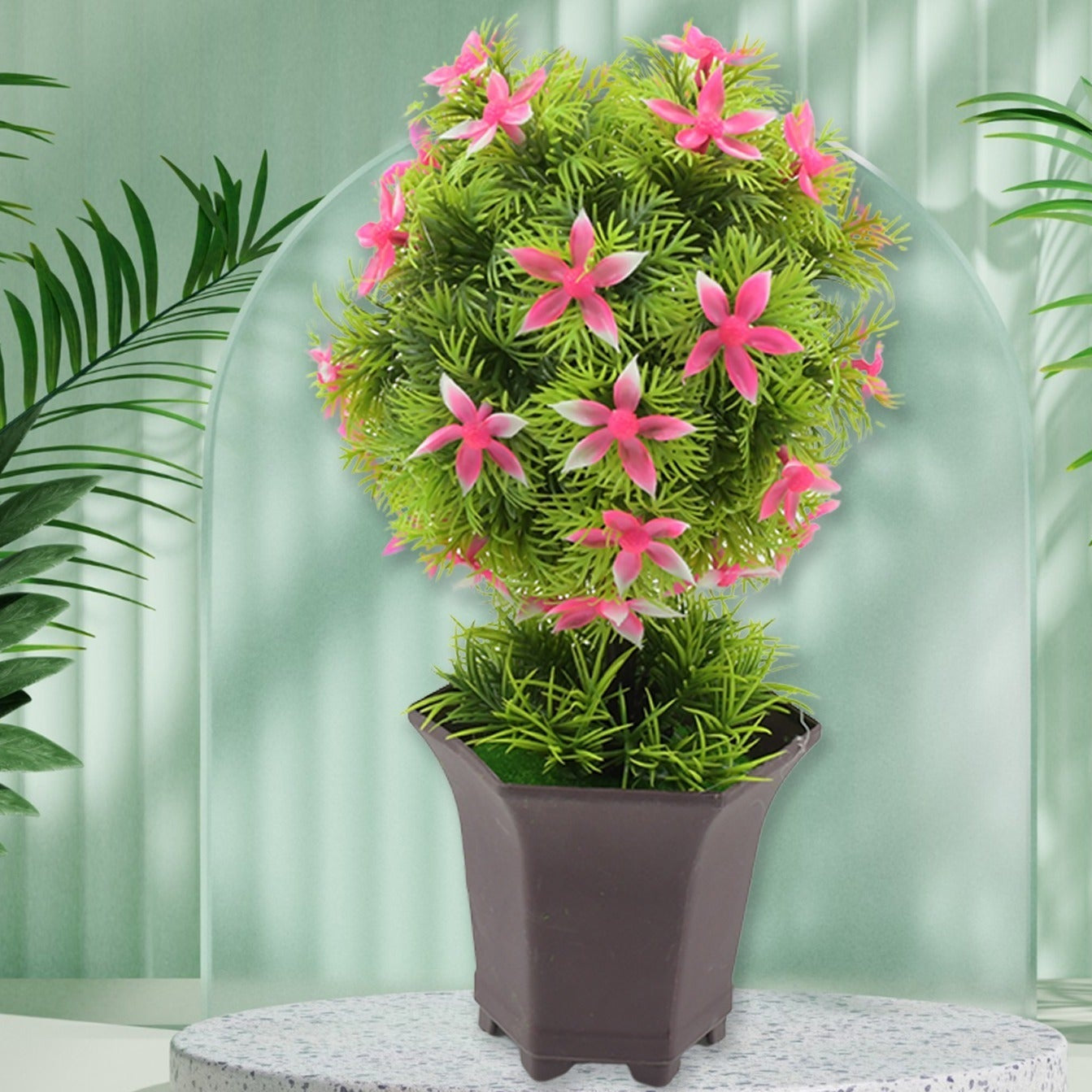 Wild Artificial Flower Plants With Cute Pot  Flower Plant For Home Office Decor  Tabletop And Desk Decoration  Artificial Flower For Balcony Indoor Decor Plants For Living Room (1 Pc) - Happy Price - Image 1