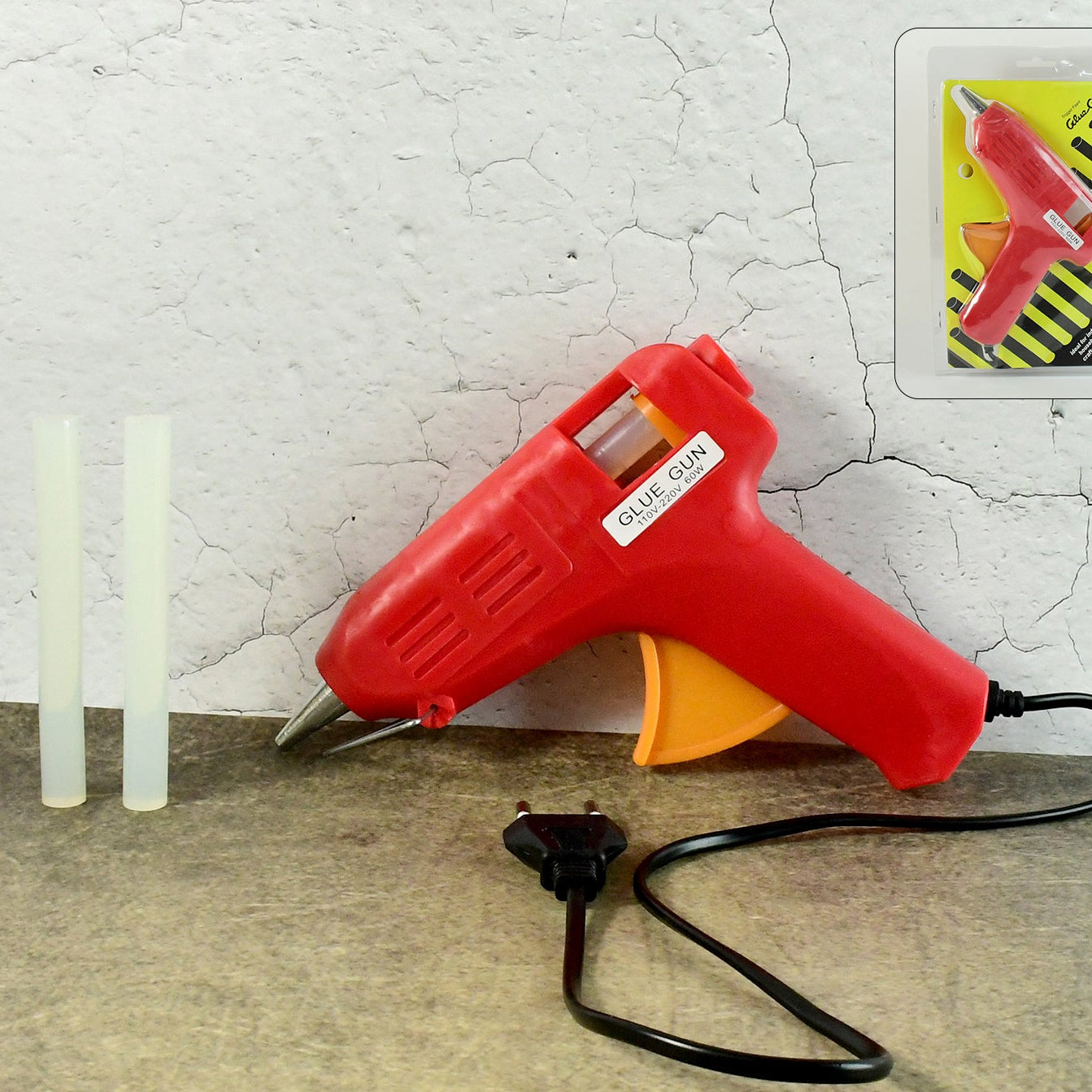 60 Watt Hot Melt Glue Gun with On/Off Switch & Glue Sticks (1 Pc) - Happy Price - Image 1