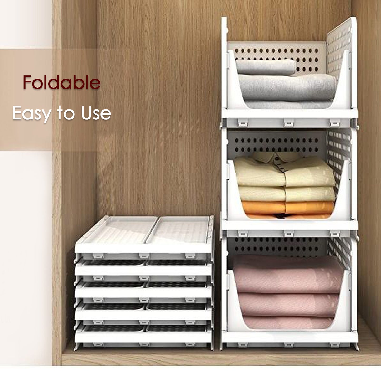 3 Layer Clothes Organizer For Wardrobe Cupboard Organizer For Clothes Foldable And Stackable Closet Organizer Drawer Organizer For Clothes Multi Purpose Plastic Drawer - Happy Price - Image 2
