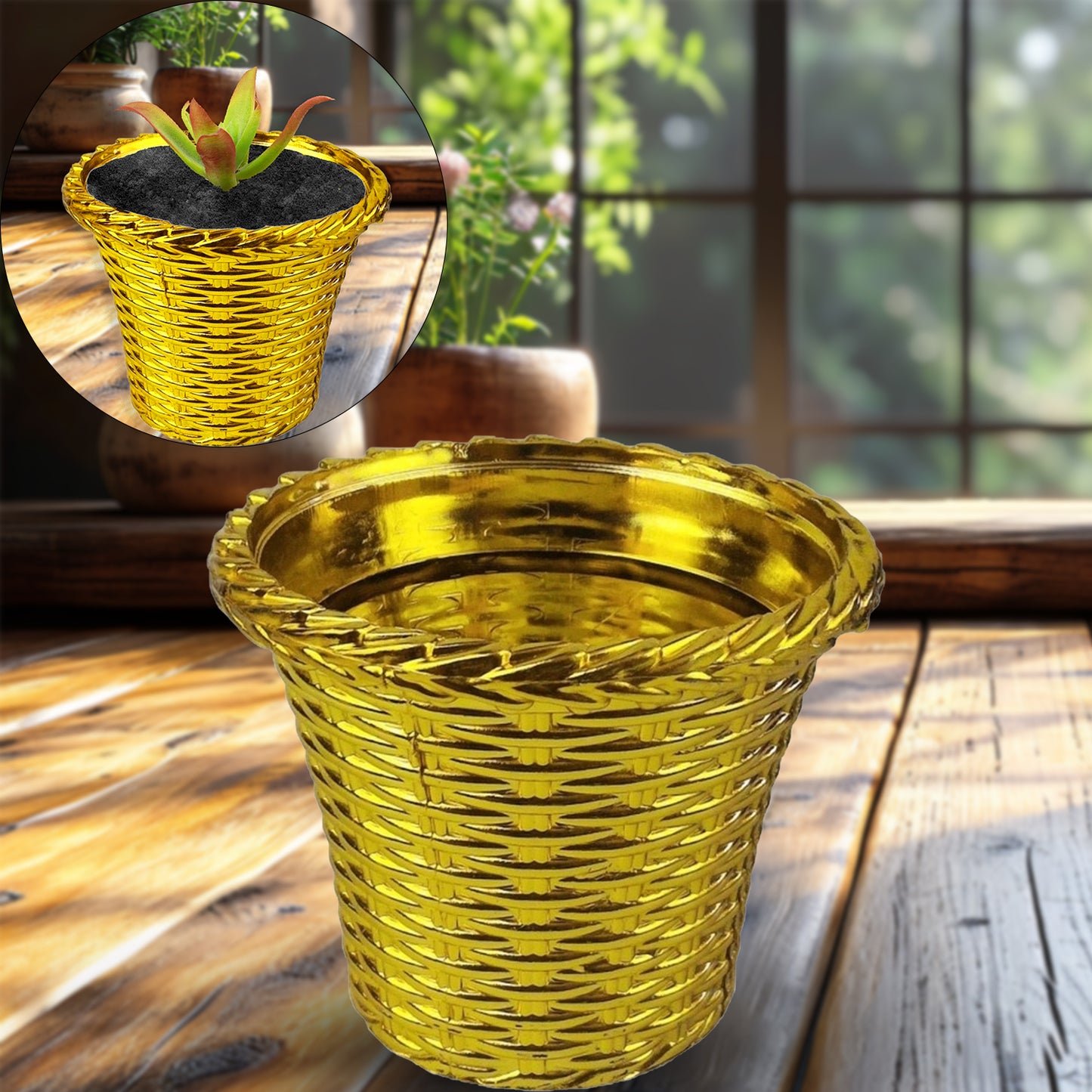 Plastic Flower Valencia (Pot) Home And Outdoor (1 Pc) - Happy Price - Image 4