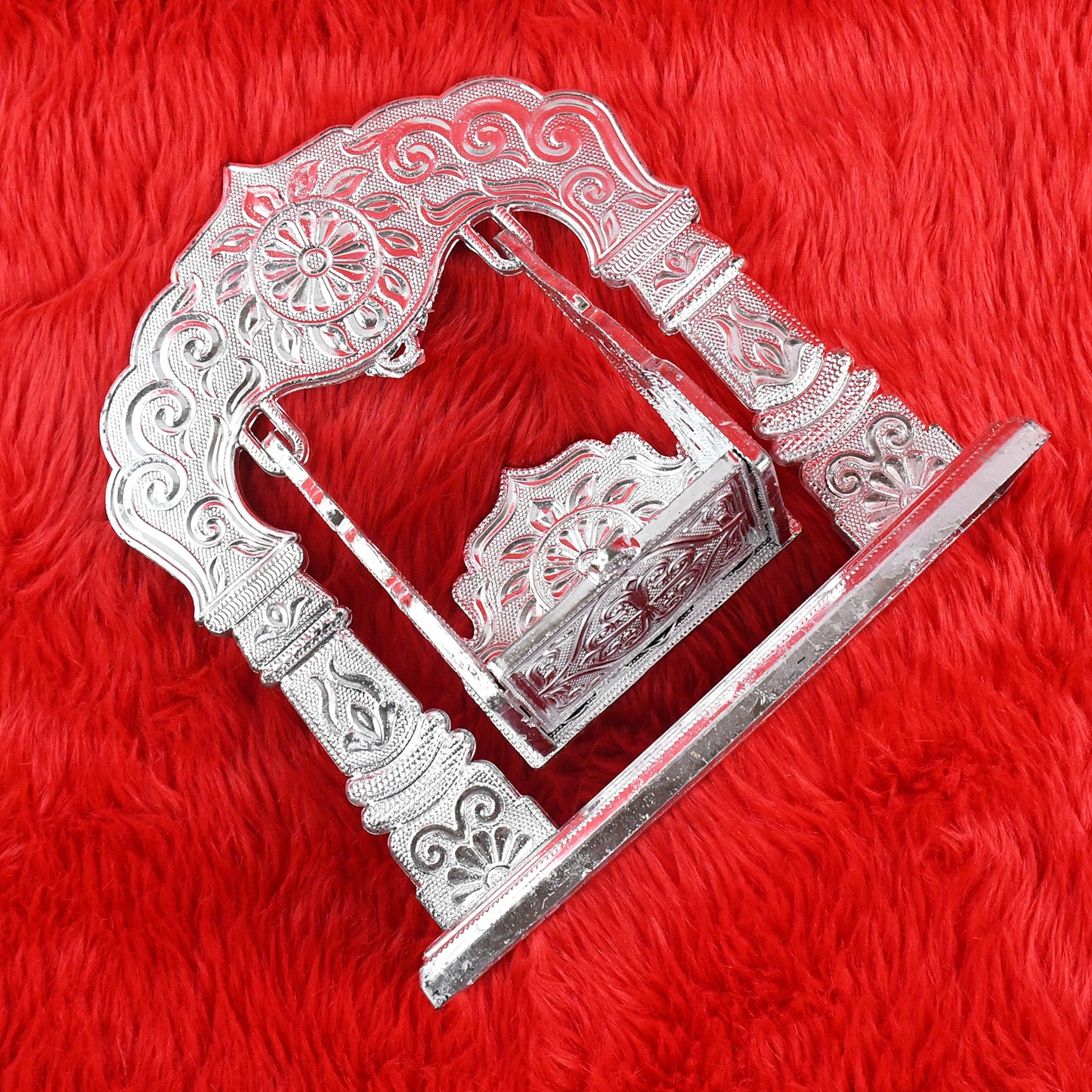 Silver-Coated Metal Bal Gopal Jhula for Laddu Gopal Idol - Decorative Pooja Swing - Happy Price - Image 5