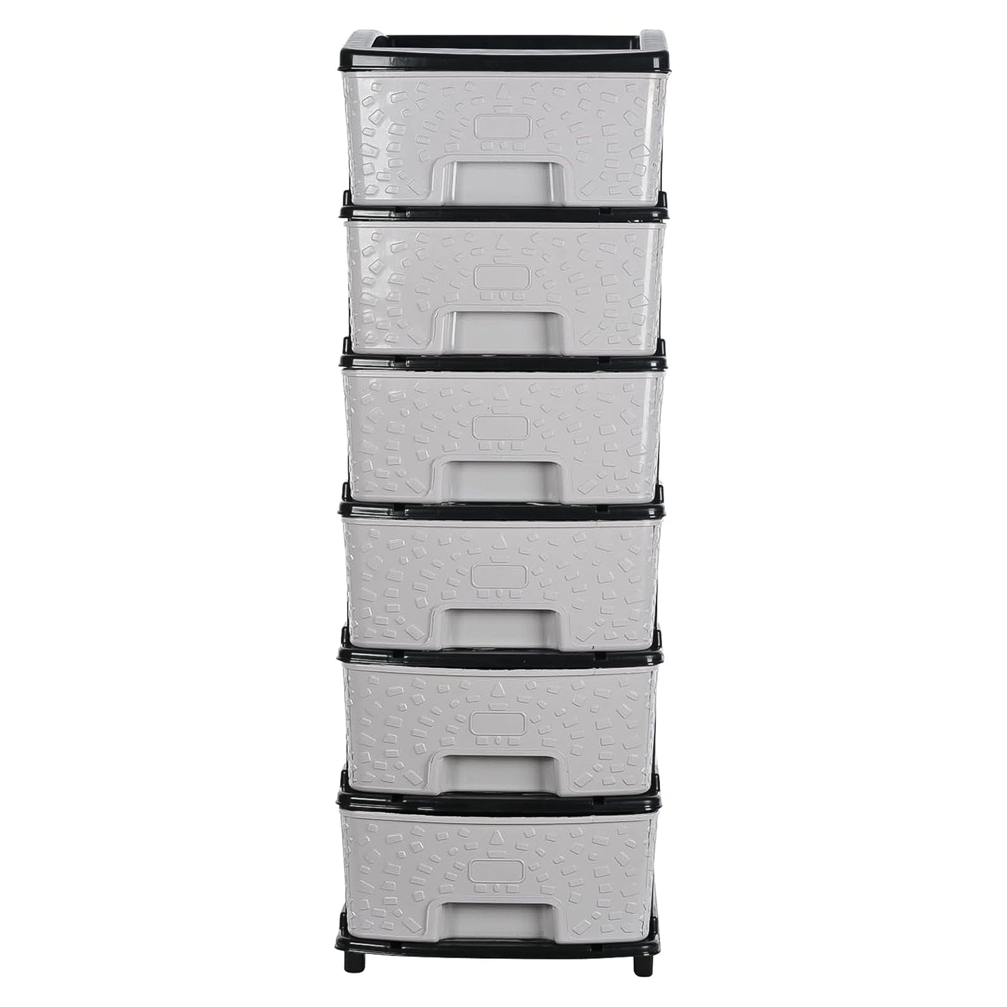 6-layer Heavy-duty Plastic Drawer Organizer Cabinet With Stone Texture Drawers - Happy Price - Image 2