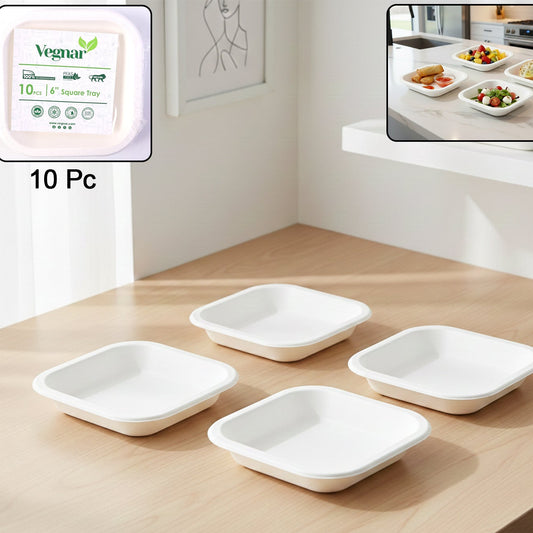 10 Pc Disposable Square Food Trays for Snacks & Meals - Happy Price - Image 1