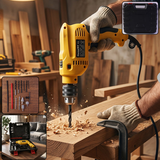 Heavy Duty Corded Electric Drill Machine Tool Kit with Carry Case - 1 Set - Happy Price - Image 1