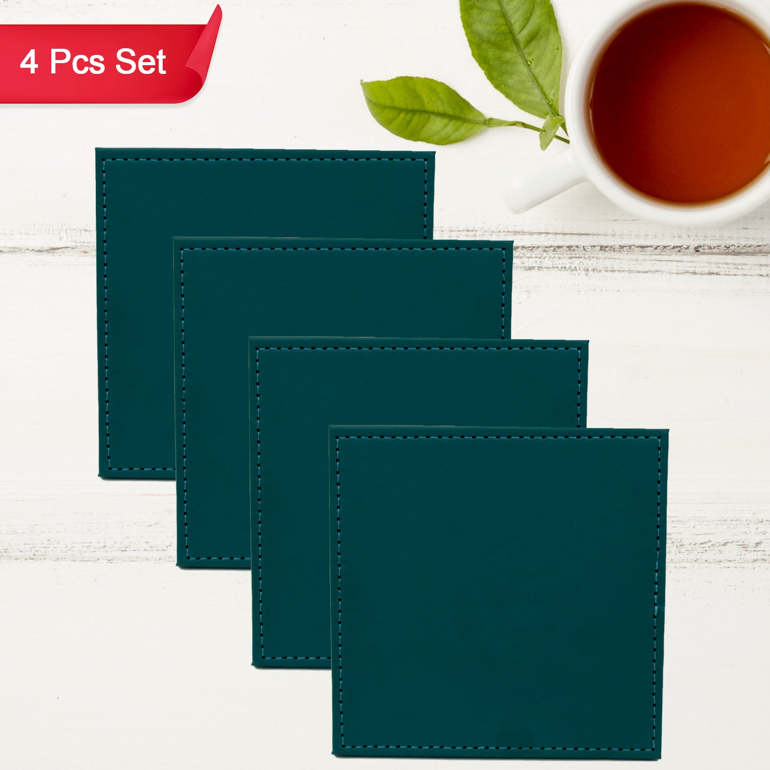 Square Tea Coaster - Dining Table Decor Accessories - Coaster For Dining Table For Hot Pots Coasters For Cups Durable And Long-lasting Leather Coffee Table For Home Or Office Use (1 Pc  4 Pc) - Happy Price - Image 1