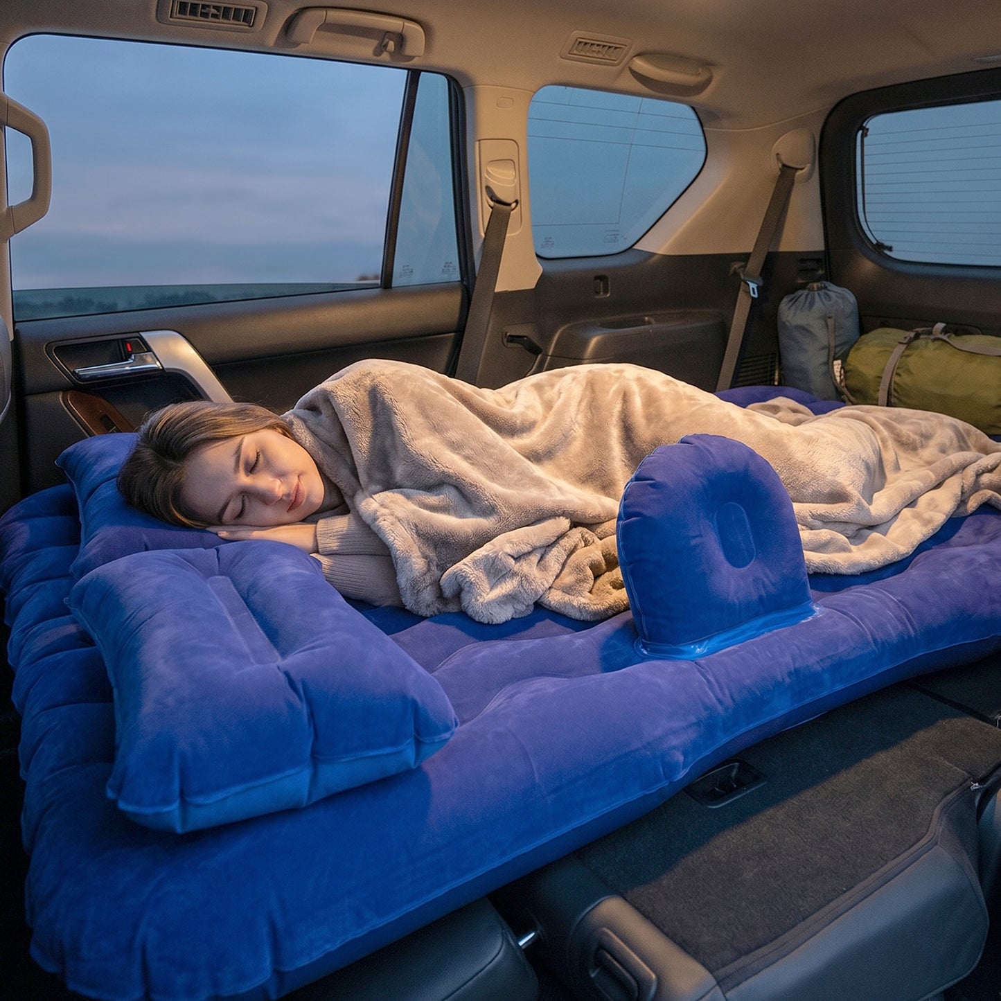 Portable Car Air Mattress Set with Pump & Pillows - Dark Blue SUV Bed - Happy Price - Image 6