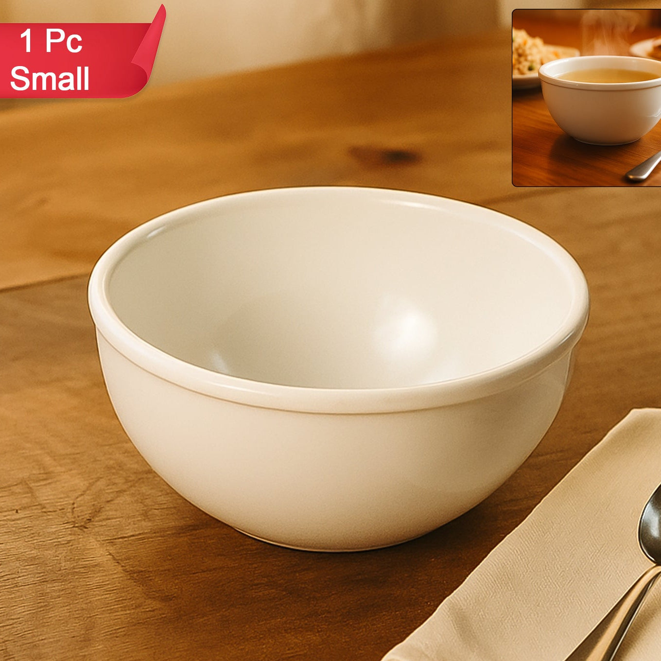 Small Melamine Serving Bowl - Durable & Lightweight for Snacks, Soup, Curry (1 Pc) - Happy Price - Image 1
