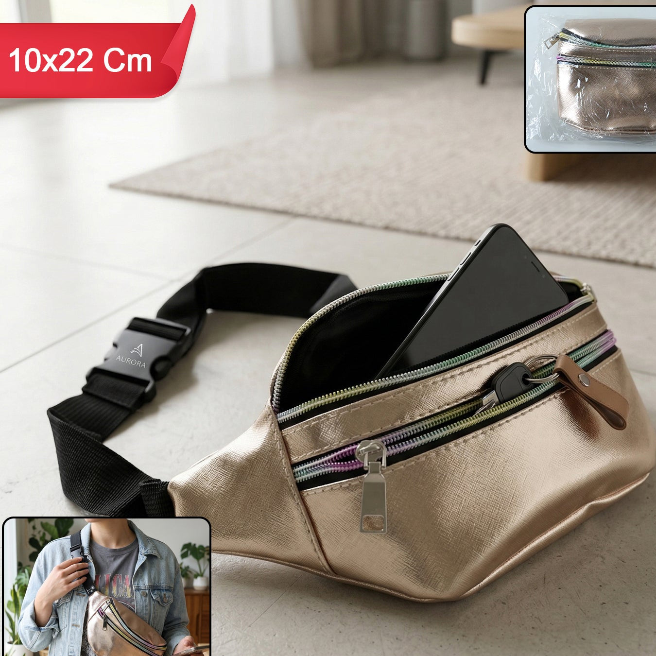 Premium Waist Bag With Adjustable Strap 10x22 Cm 1 Pc