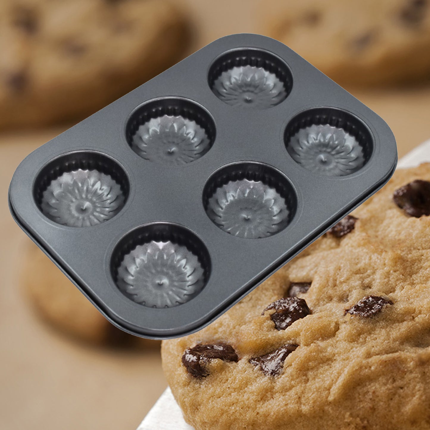 6 Slot Non-stick Muffins Cupcake Pancake Baking Molds - Happy Price - Image 3