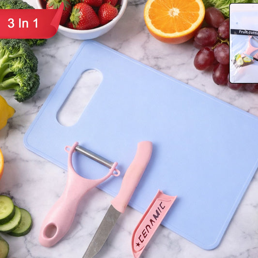 3-in-1 Kitchen Prep Set: Cutting Board, Paring Knife & Peeler - Happy Price - Image 1