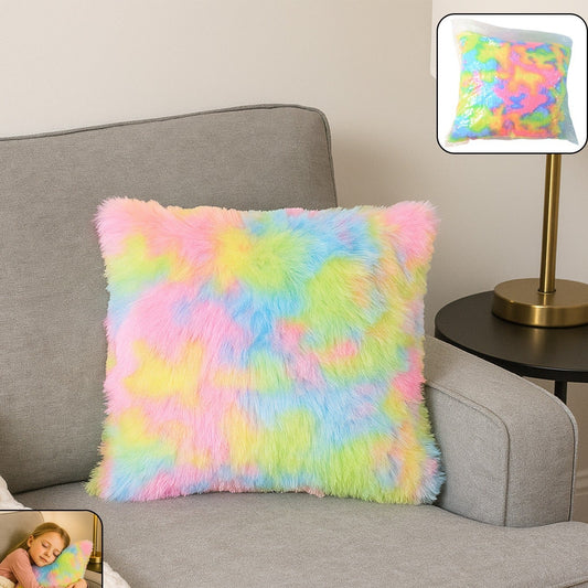 Soft Plush Rainbow Cushion Pillow (1 Pc) - Decorative Throw Pillow for Sofa & Bed - Happy Price - Image 1
