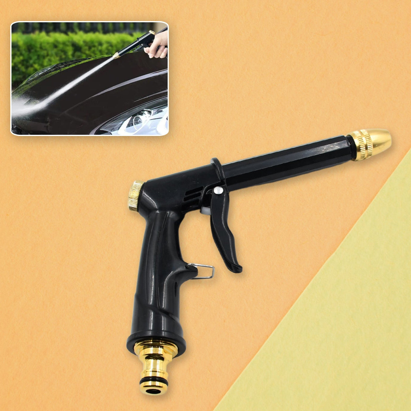 Plastic Body Metal Trigger  Brass Nozzle Water Spray Gun For Water Pipe  Non-slip  Comfortable Grip  Multiple Spray Modes  Ideal Pipe Nozzle For Car Wash Gardening Other Uses - Happy Price - Image 1