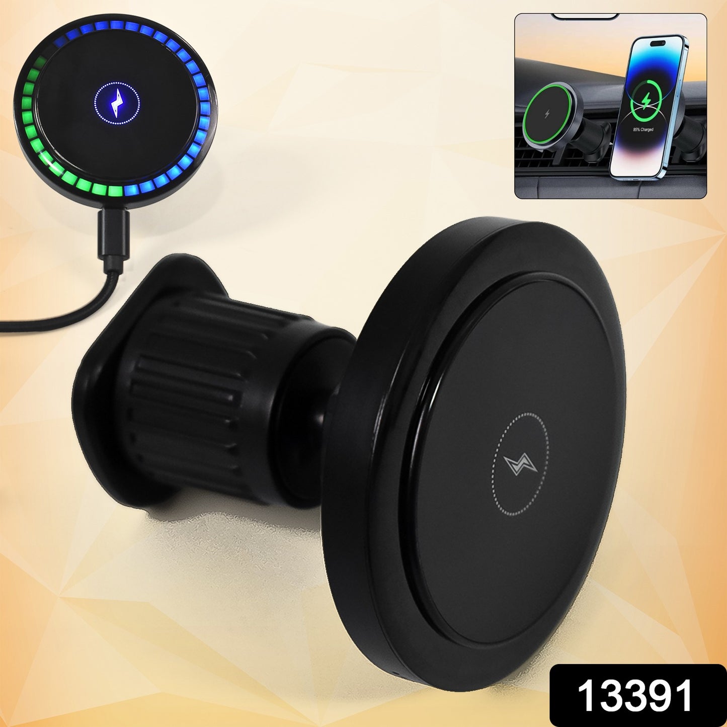 Magnetic Phone Mount Wireless Charger  Music Reactive Lights (1 Set) - Happy Price - Image 2