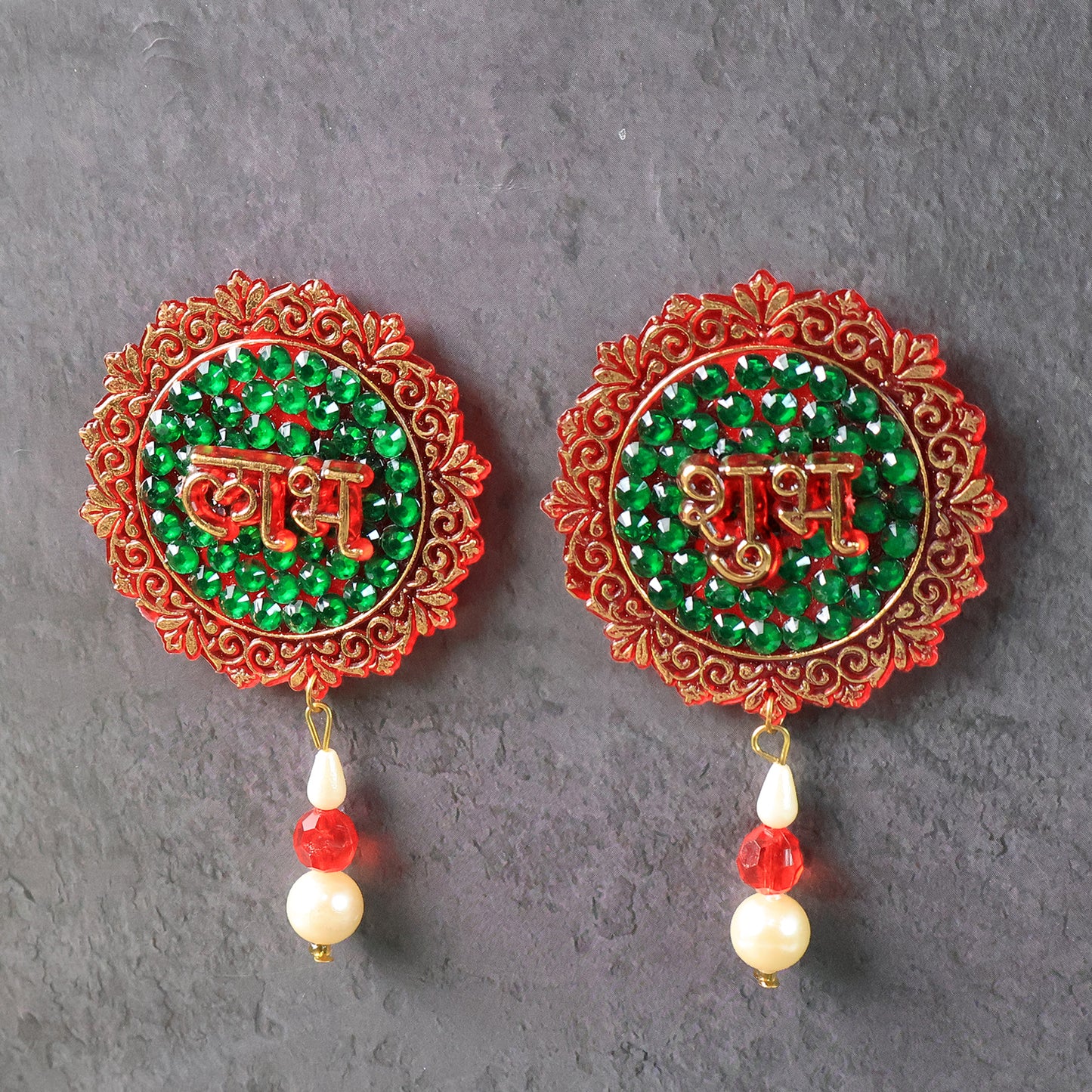 Shubh Labh Door Hanging Decor Set (2 Pc) - Auspicious Wall Ornament - Happy Price - Image 5