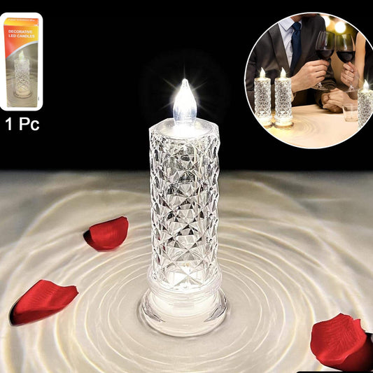 Decorative Crystal Effect LED Candle Light - Flameless & Safe Ambiance (1 Pc) - Happy Price - Image 1