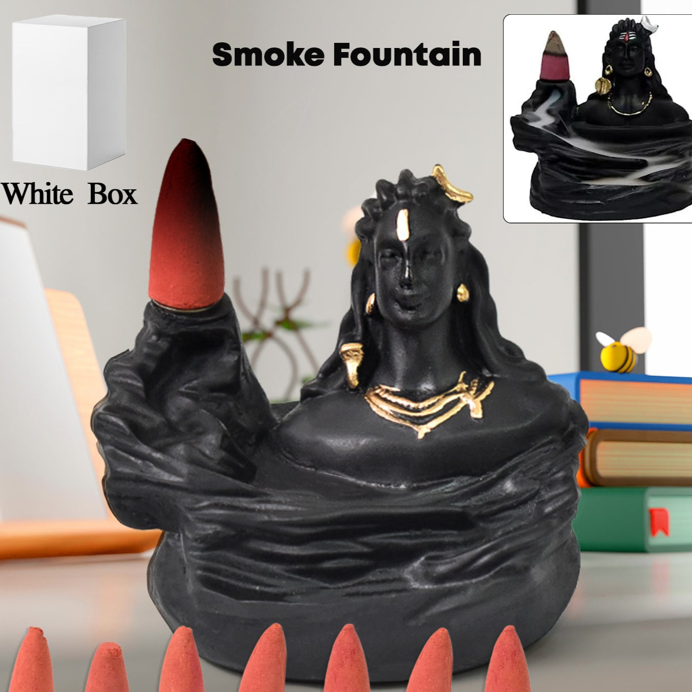 Adiyogi Shiva Backflow Smoke Fountain Incense Holder Burner (1 Pc) - Happy Price - Image 1