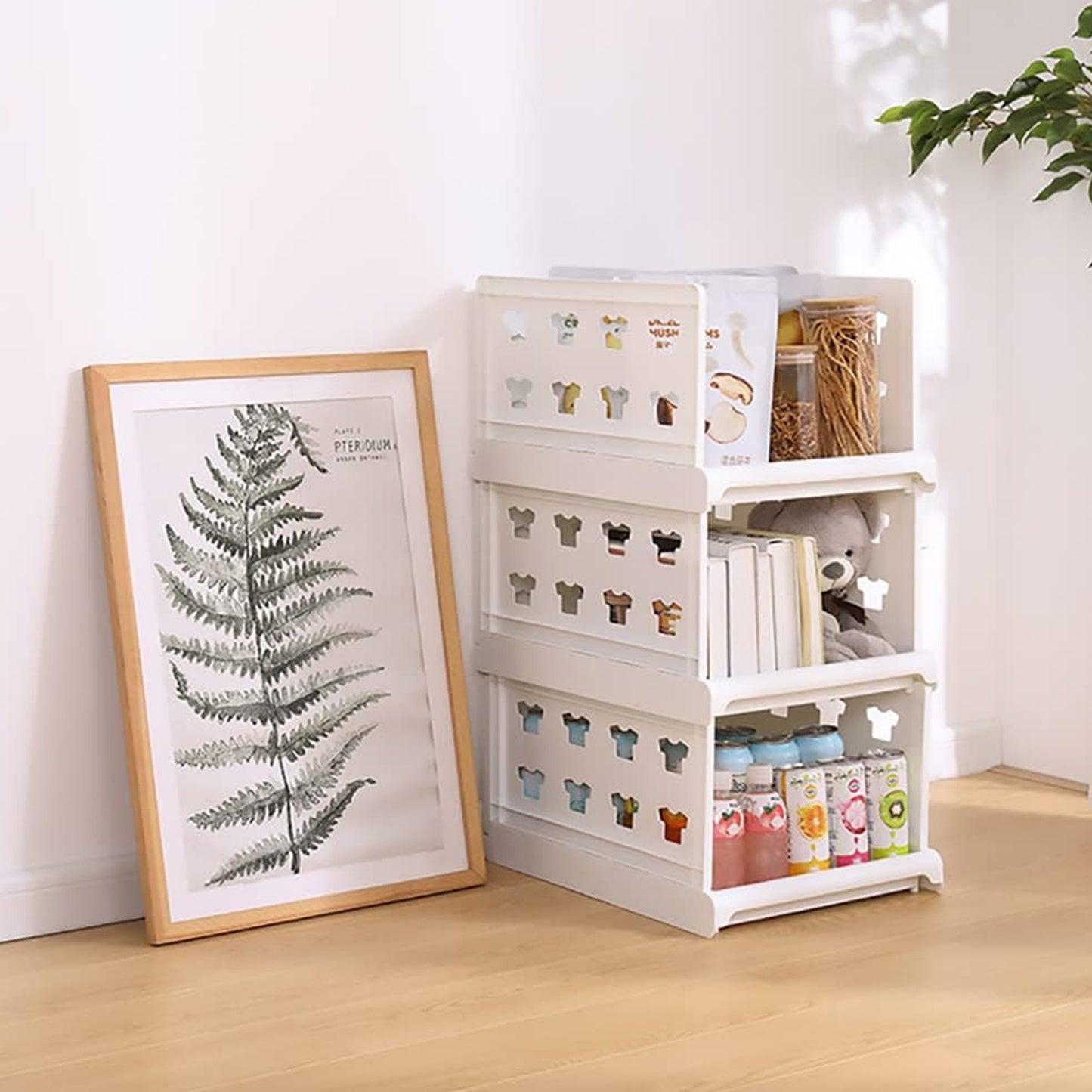 3 Layer Stackable Multifunctional Storagefor Clothes Foldable Drawer Shelf Basket Utility Cart Rack Storage Organizer Cart For Kitchen Pantry Closet Bedroom Bathroom Laundry(3 Layer 1 Pc) - Happy Price - Image 2