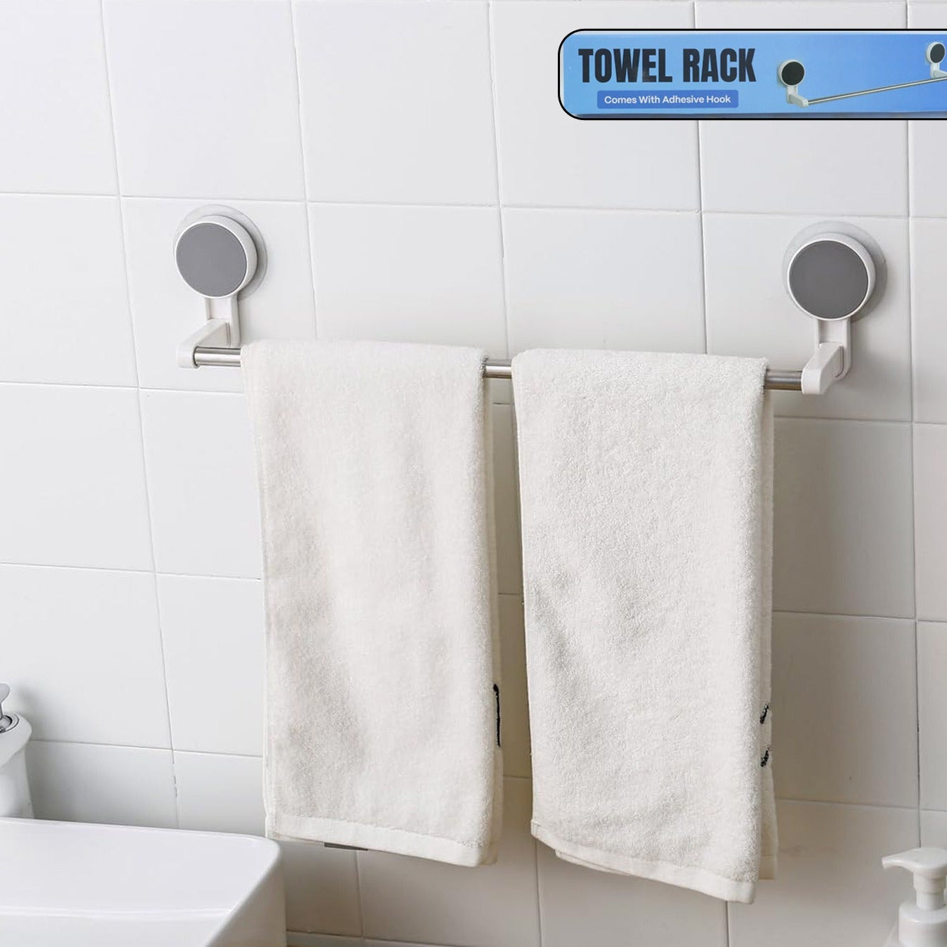 Self-Adhesive Towel Rod Rack - 1 Piece - Happy Price - Image 1