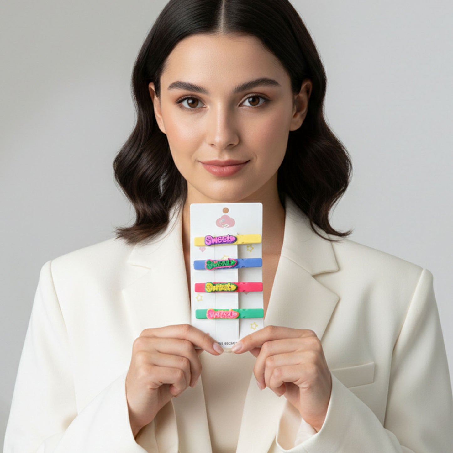 Sweet Text Hair Clips for Girls - 4 Pc Fashion Hair Pins - Happy Price - Image 3