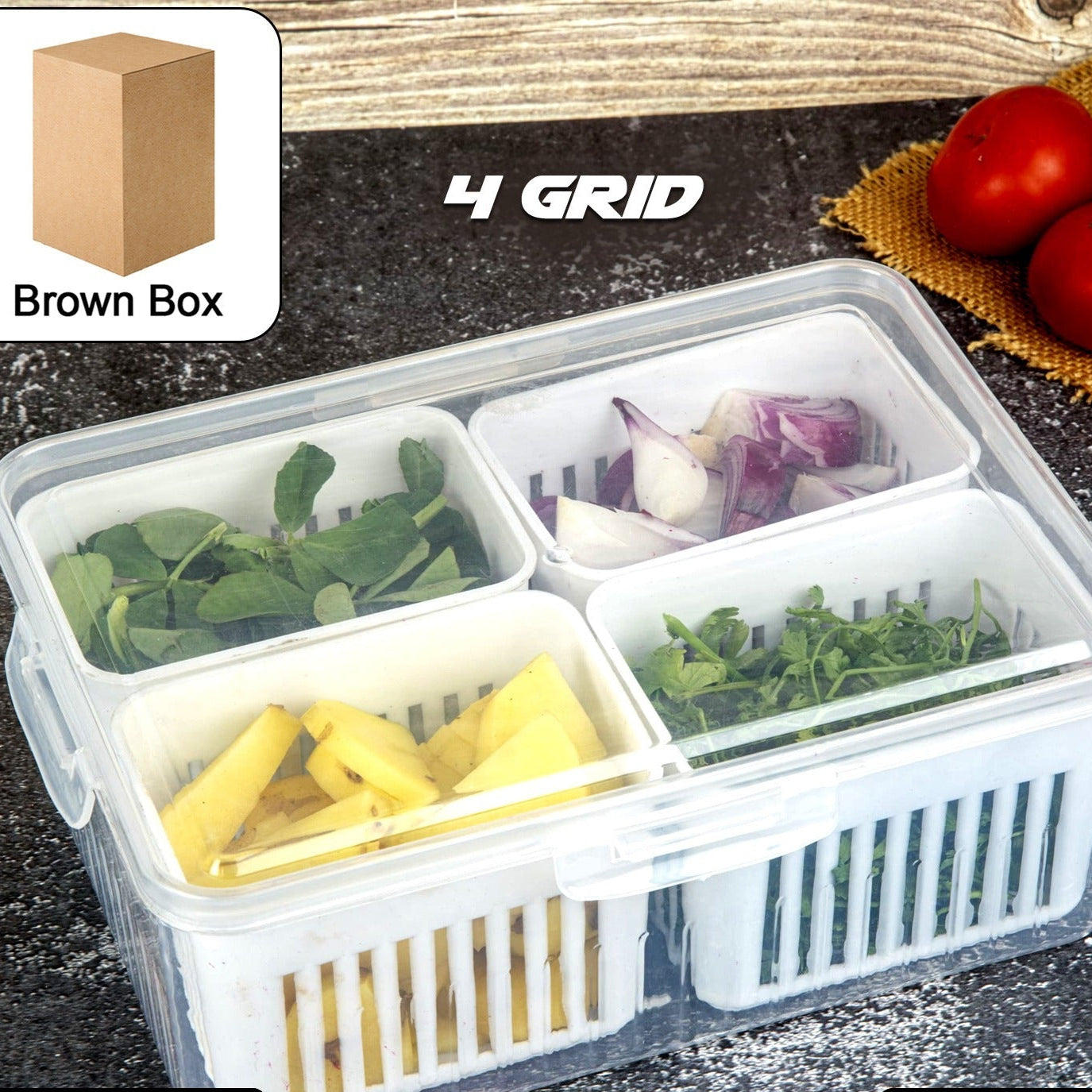 Fridge Storage Boxes Freezer Storage Containers Container For Kitchen Storage Set Storage In Kitchen Vegetable Storage Draining Crisper Refrigerator Food Box (1 Pc) - Happy Price - Image 1