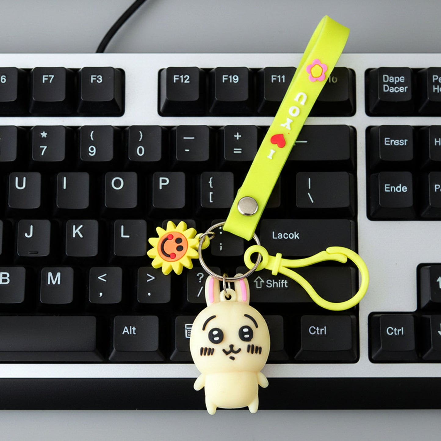 Cute Bunny Silicone Keychain with Decorative Strap (1 Pc) - Happy Price - Image 3