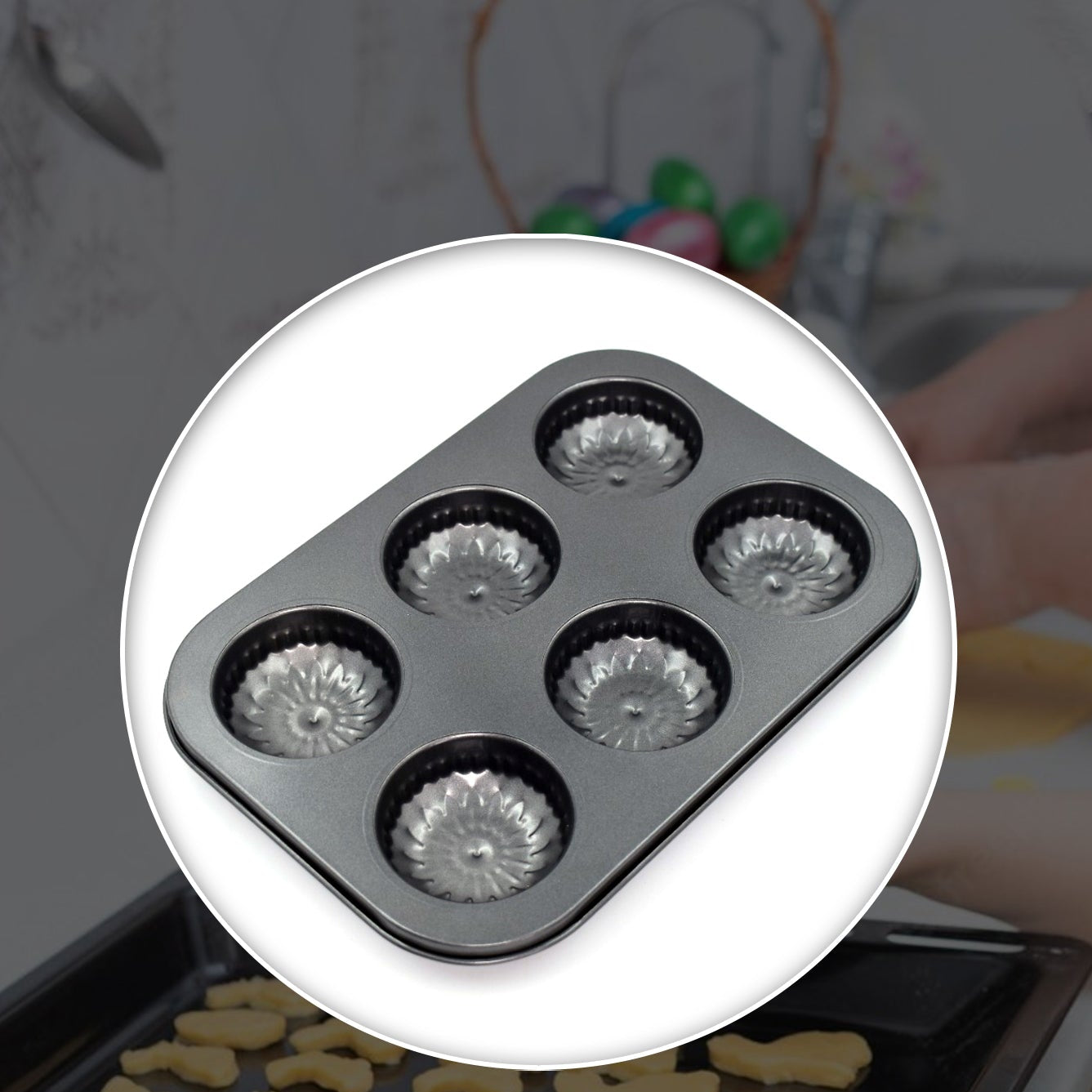 6 Slot Non-stick Muffins Cupcake Pancake Baking Molds - Happy Price - Image 1
