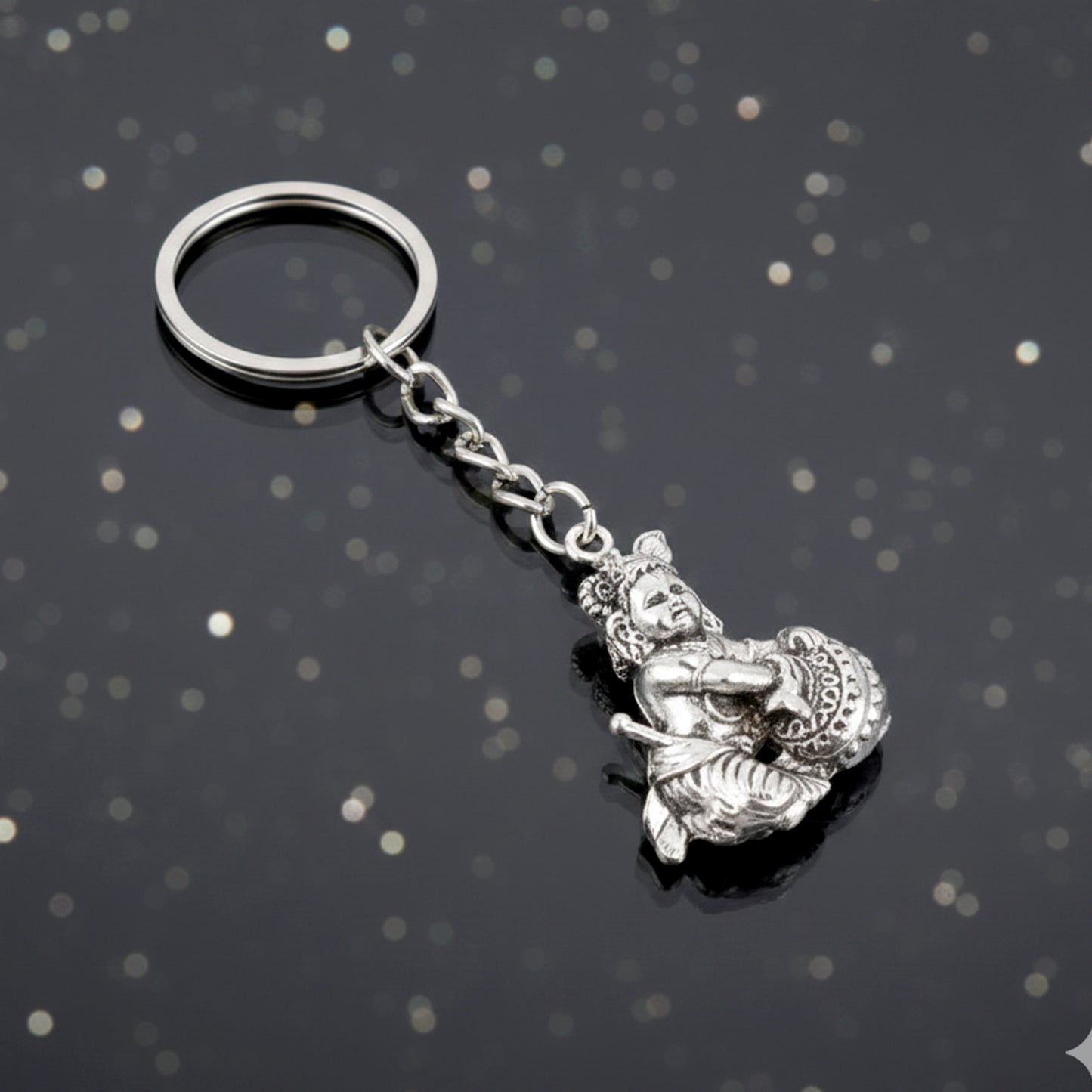 Silver Finish Bal Krishna Makhan Chor Metal Keychain (1 Pc) - Happy Price - Image 3