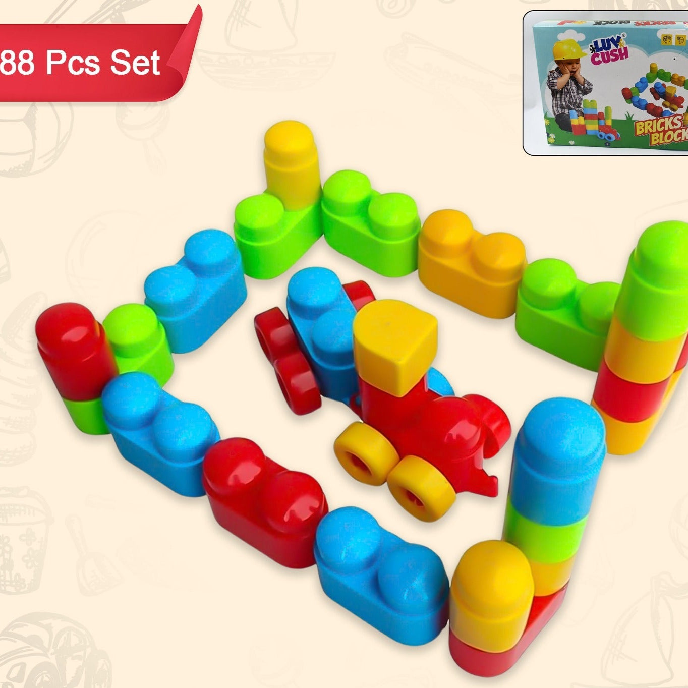 Bricks Blocks Building Toy  (88 Pcs Building Blocks) - Happy Price - Image 1