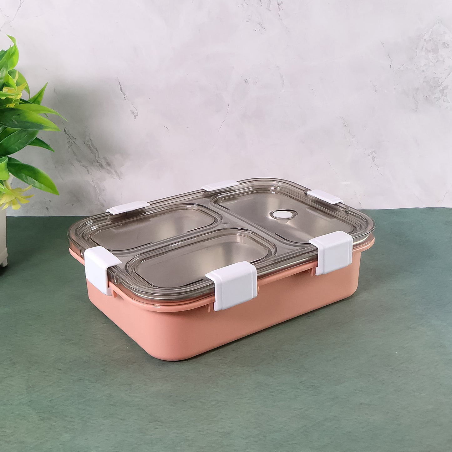 3 Compartment Stainless Steel Lunch Box - 1 Pc - Happy Price - Image 4