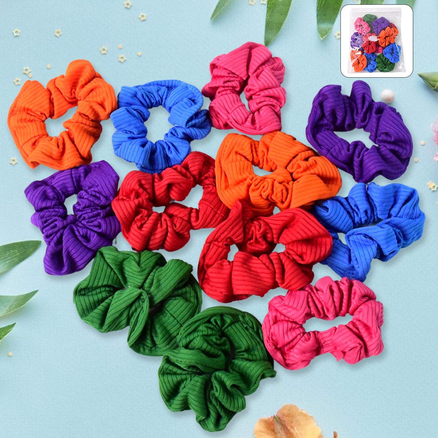 12 Pcs Assorted Color Fabric Hair Scrunchies Set for Women & Girls - Happy Price - Image 5