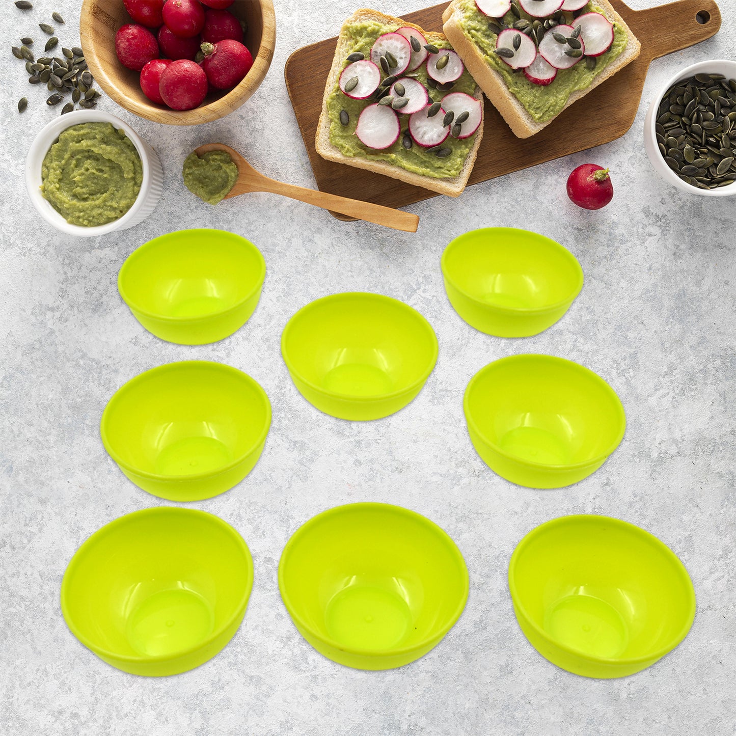 Multipurpose Small Round Plastic Bowl  Katori Microwave Safe Reusable Lightweight Bowl Dishwasher Safe Chutney Bowl (8 Pcs Set) - Happy Price - Image 5