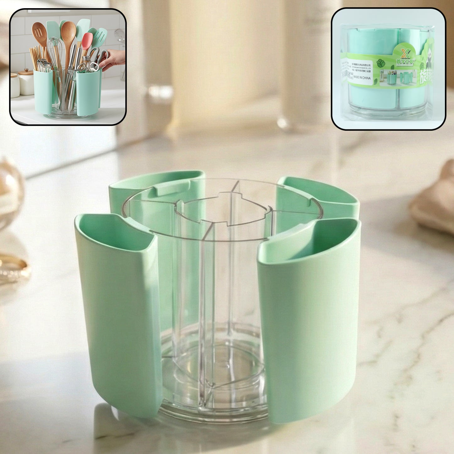 5 Compartment Rotating Pen Stand & Desk Organizer - 1 Pc - Happy Price - Image 2