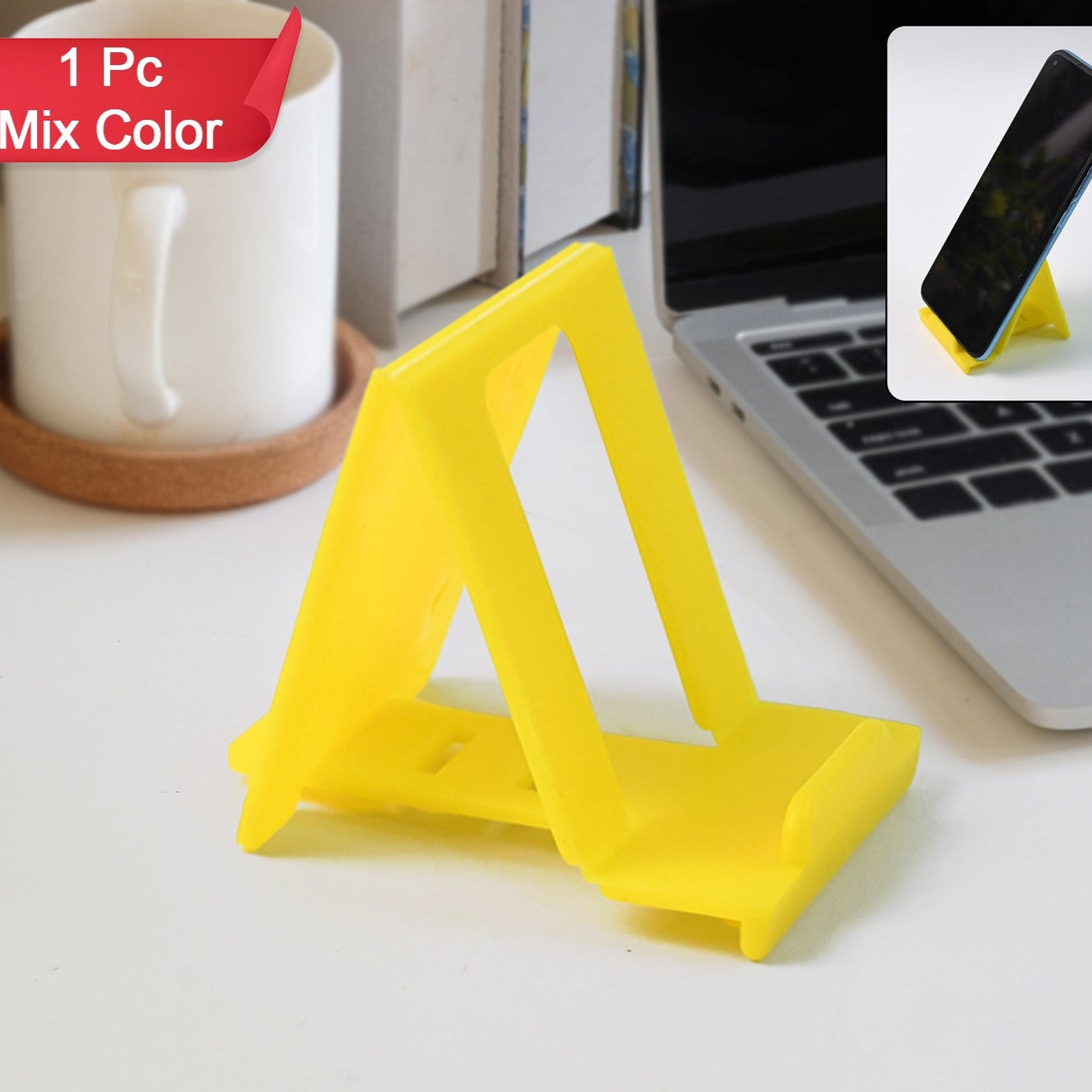 Adjustable Foldable Plastic Mobile Phone Stand (1 Pc  Mix Color) - Happy Price - Image 1
