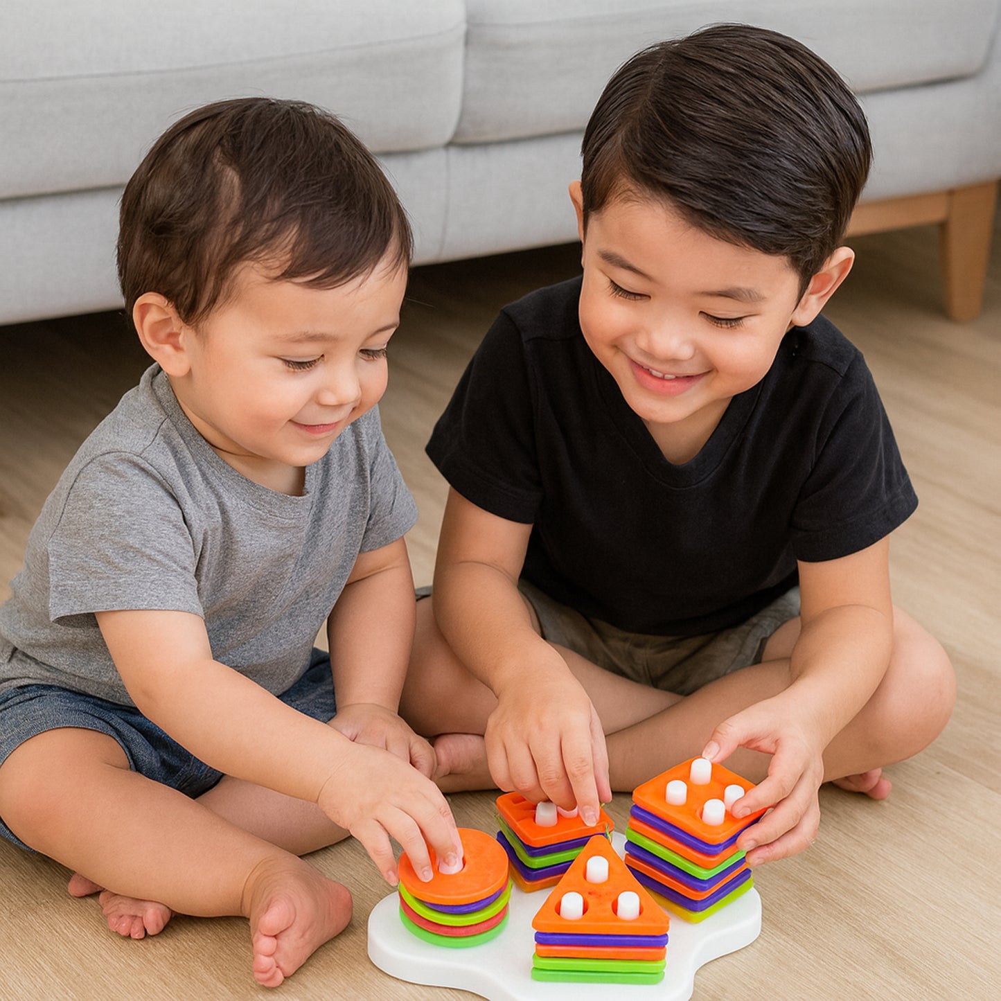 Geometric Shape Stacking and Sorting Toy for Toddlers - Happy Price - Image 7