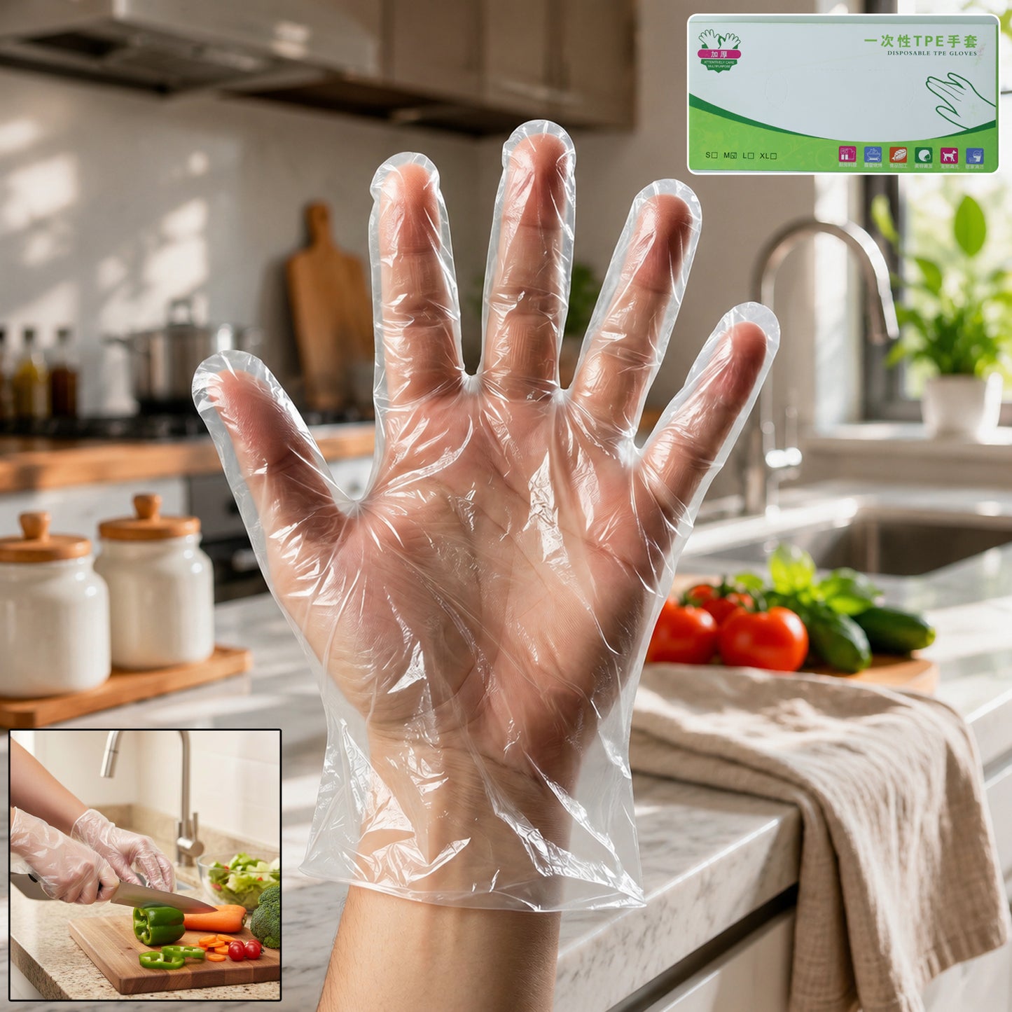 100 Pc Clear Disposable Plastic Gloves for Food Handling & Cleaning - Happy Price - Image 2