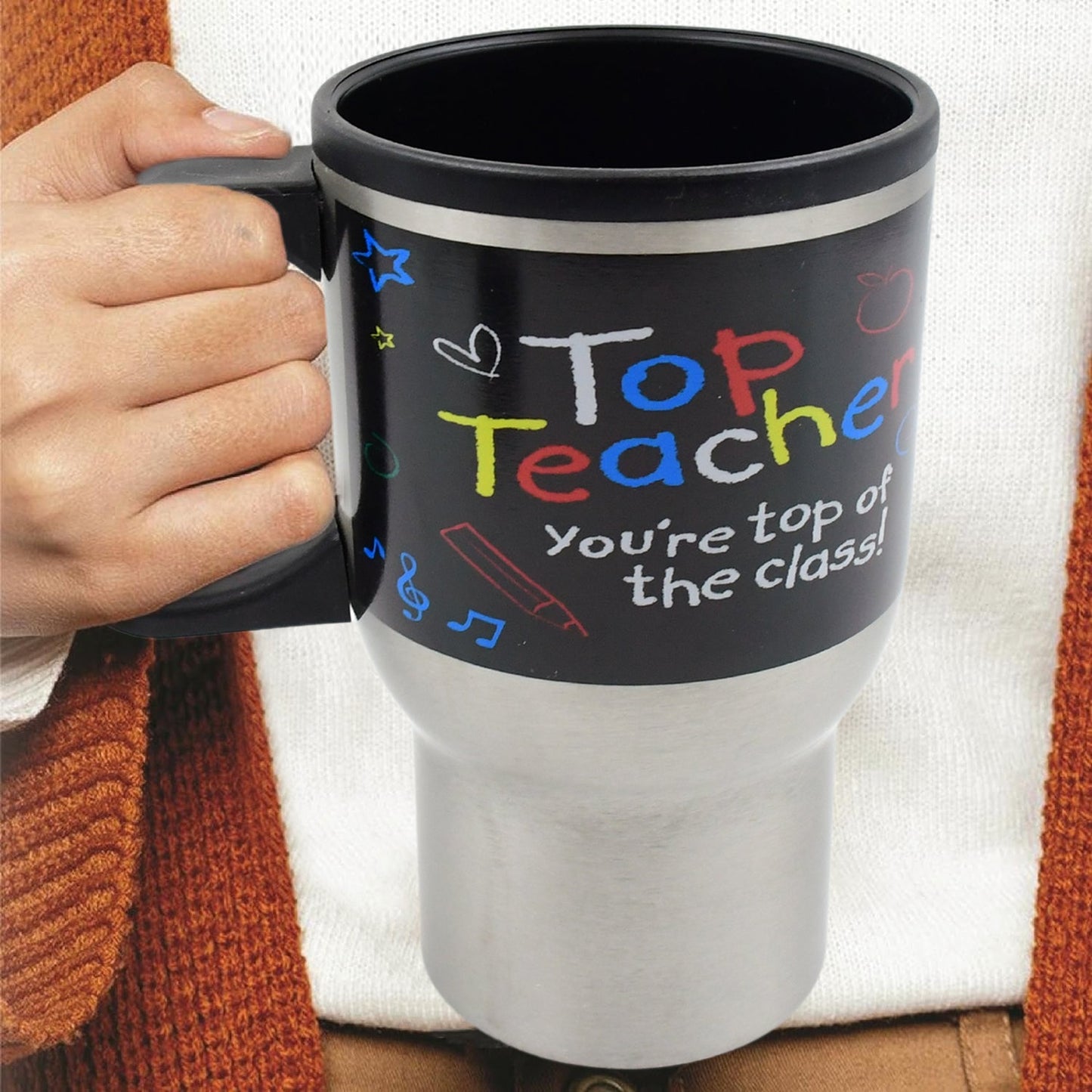 Stainless Steel Insulated Coffee Mug with Lid and Handle - Happy Price - Image 1