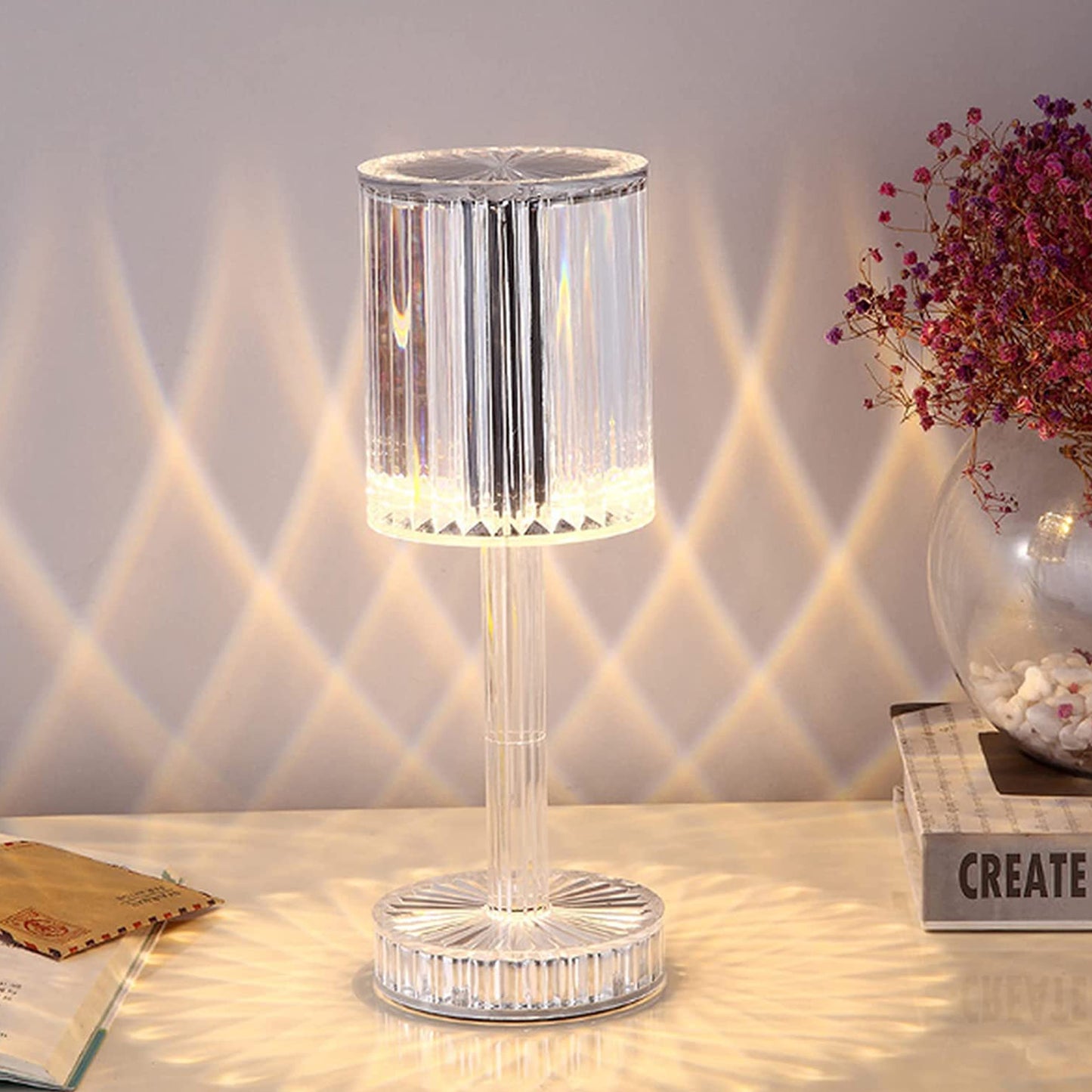 Crystal Table Lamp  Touch Control Atmosphere Nightstand Lamp With Usb Charging Line - Happy Price - Image 7