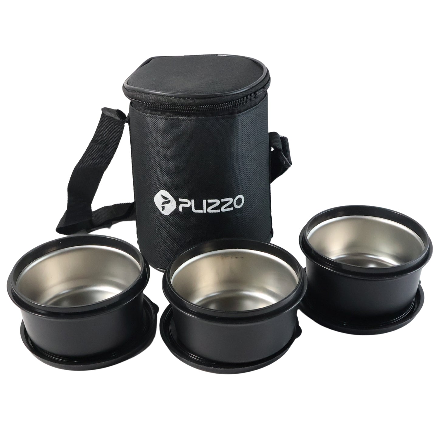 Insulated Stainless Steel Tiffin Lunch Box Set with Bag - 3 Containers - Happy Price - Image 2
